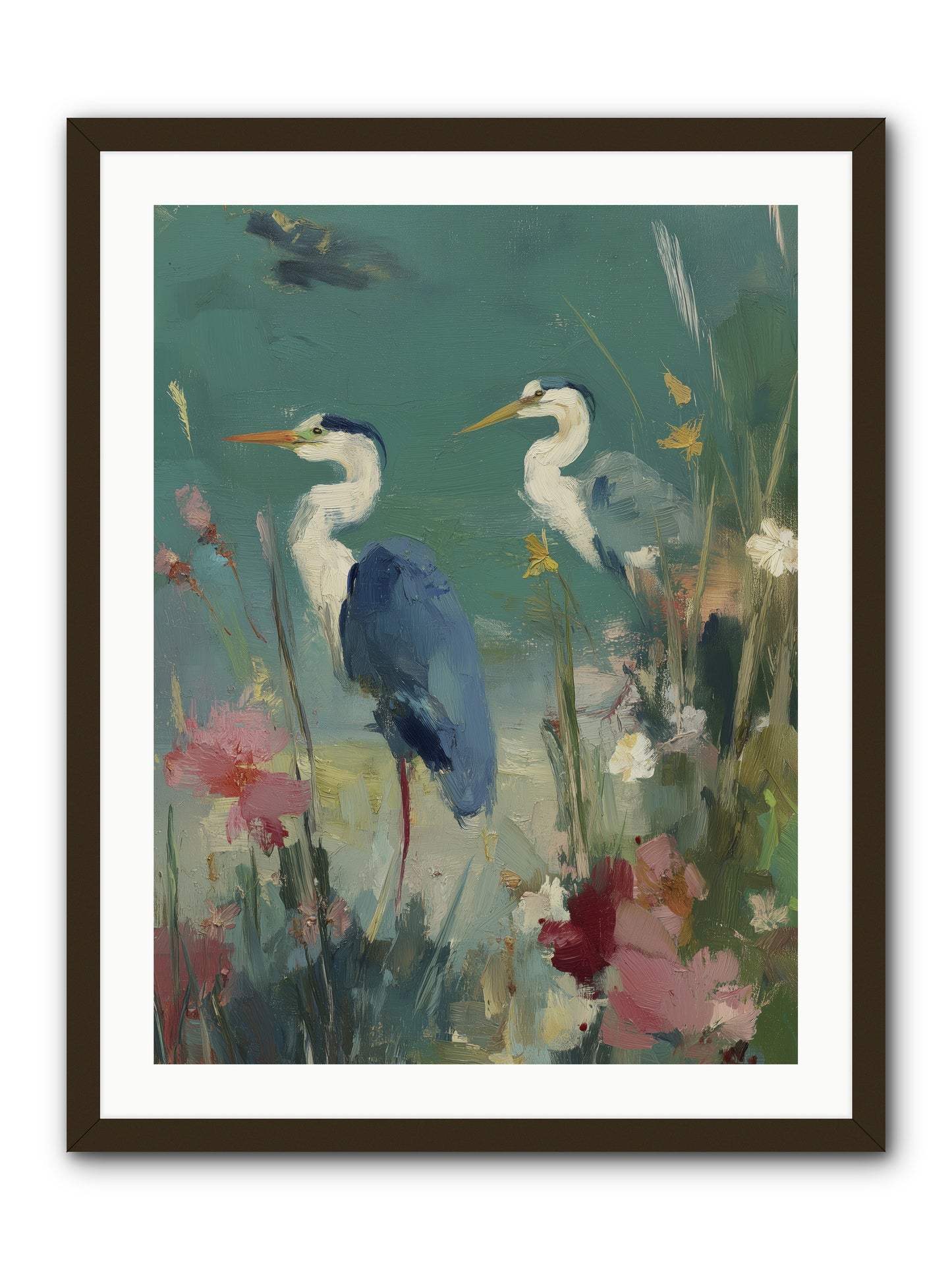 Wave-Whispered Blooms -- Framed Print - Black 24x32