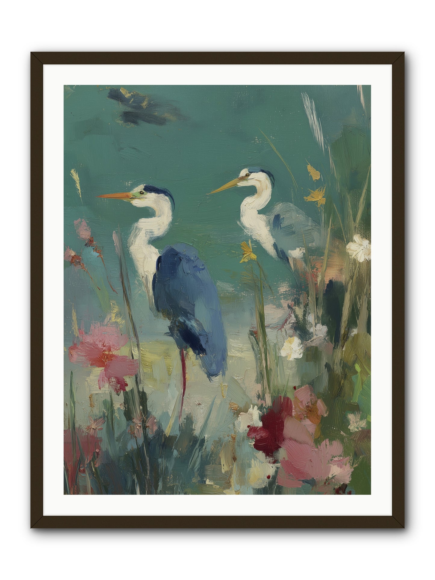 Wave-Whispered Blooms -- Framed Print - Black 30x40