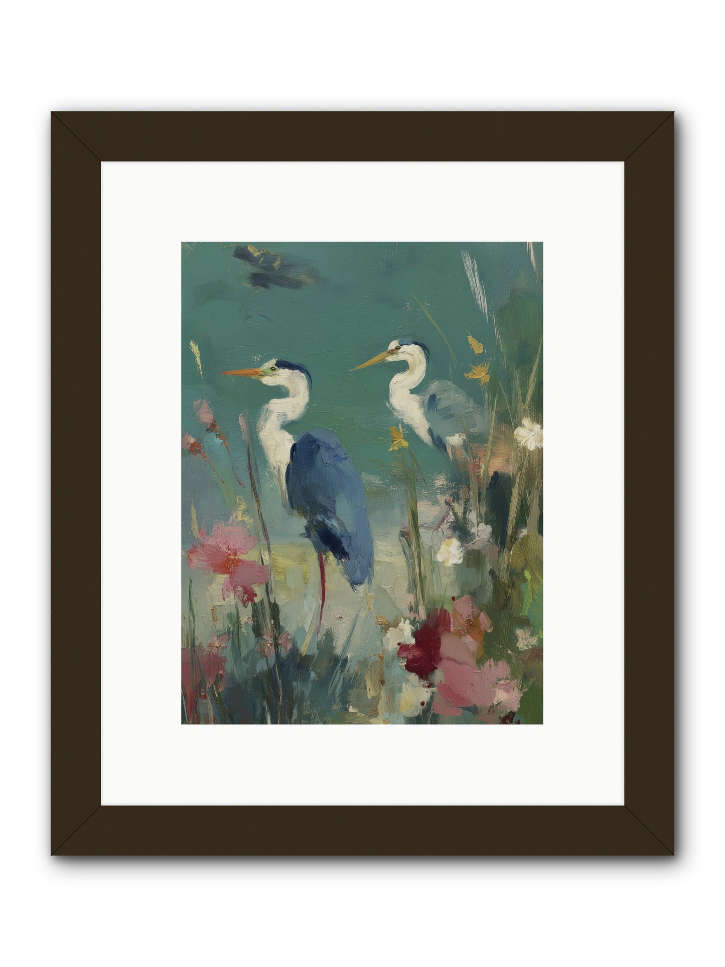 Wave-Whispered Blooms -- Framed Print - Black 9x12