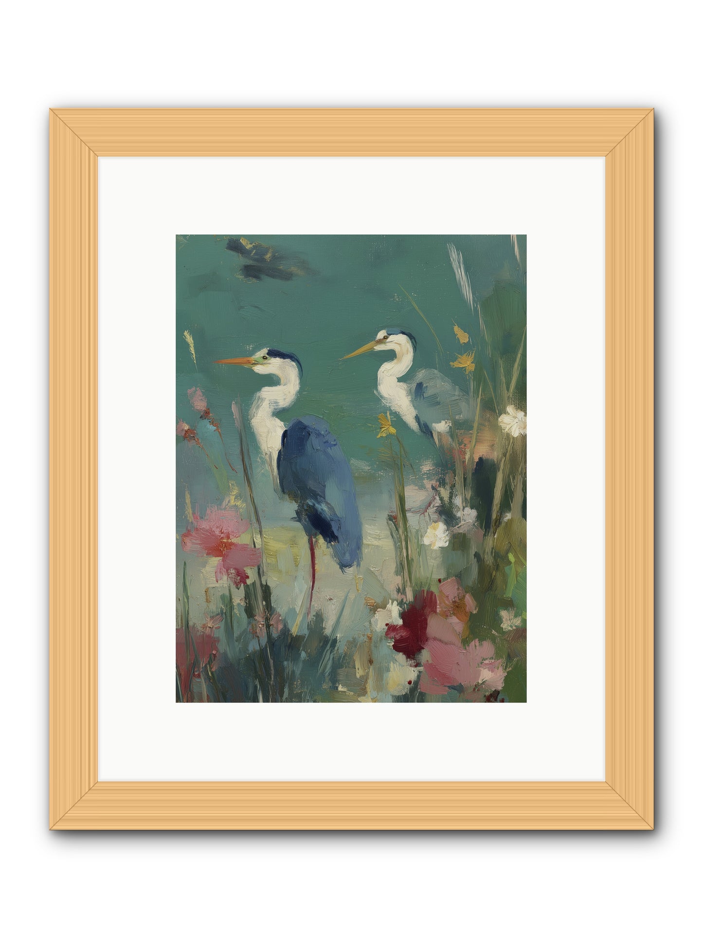 Wave-Whispered Blooms -- Framed Print - Natural 9x12