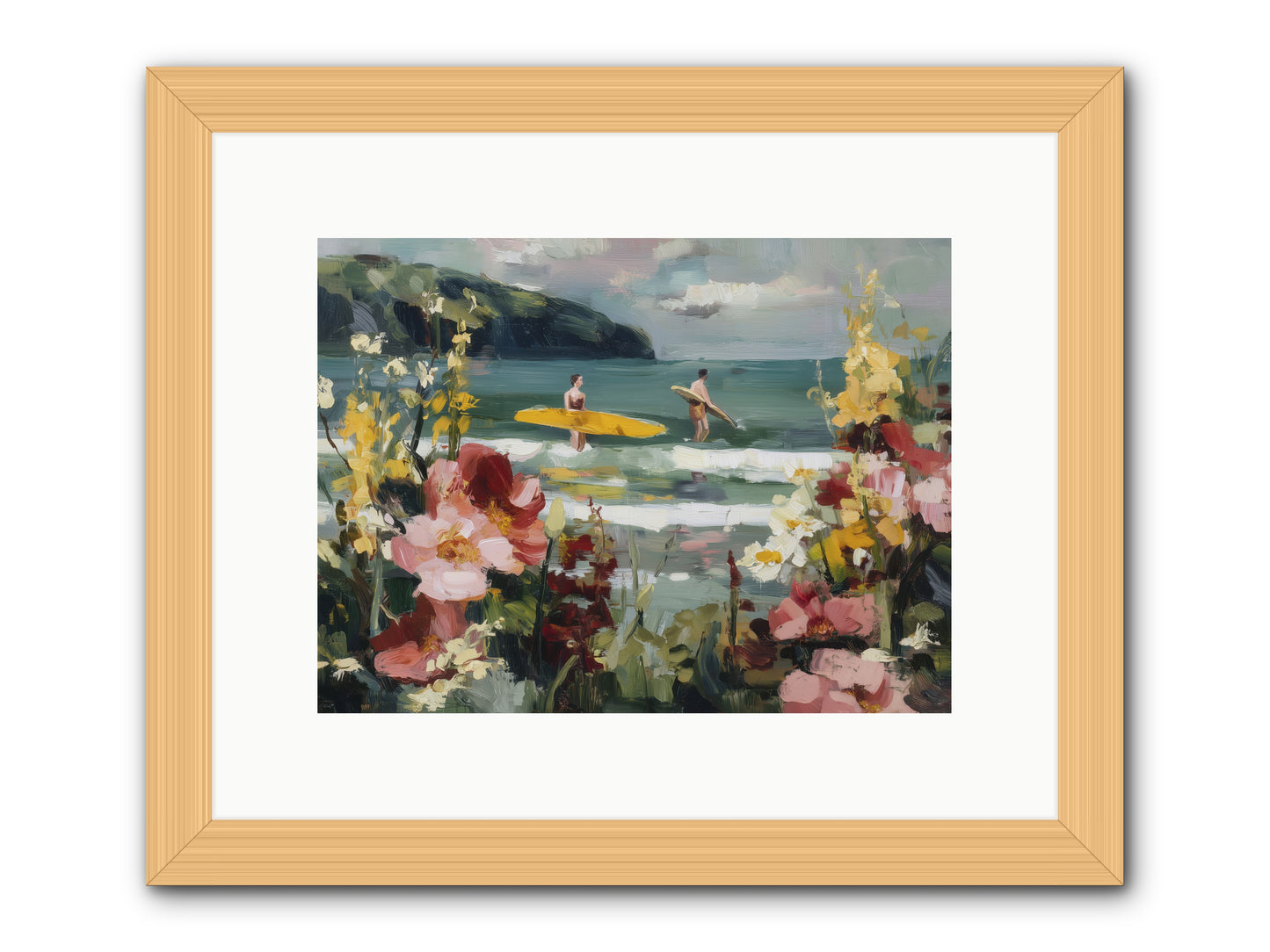 Wave Whisperers -- Framed Print - Natural 12x9