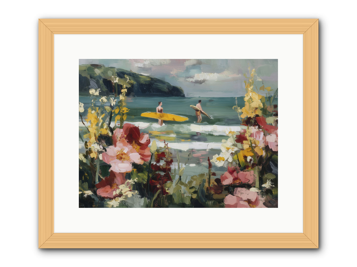 Wave Whisperers -- Framed Print - Natural 16x12