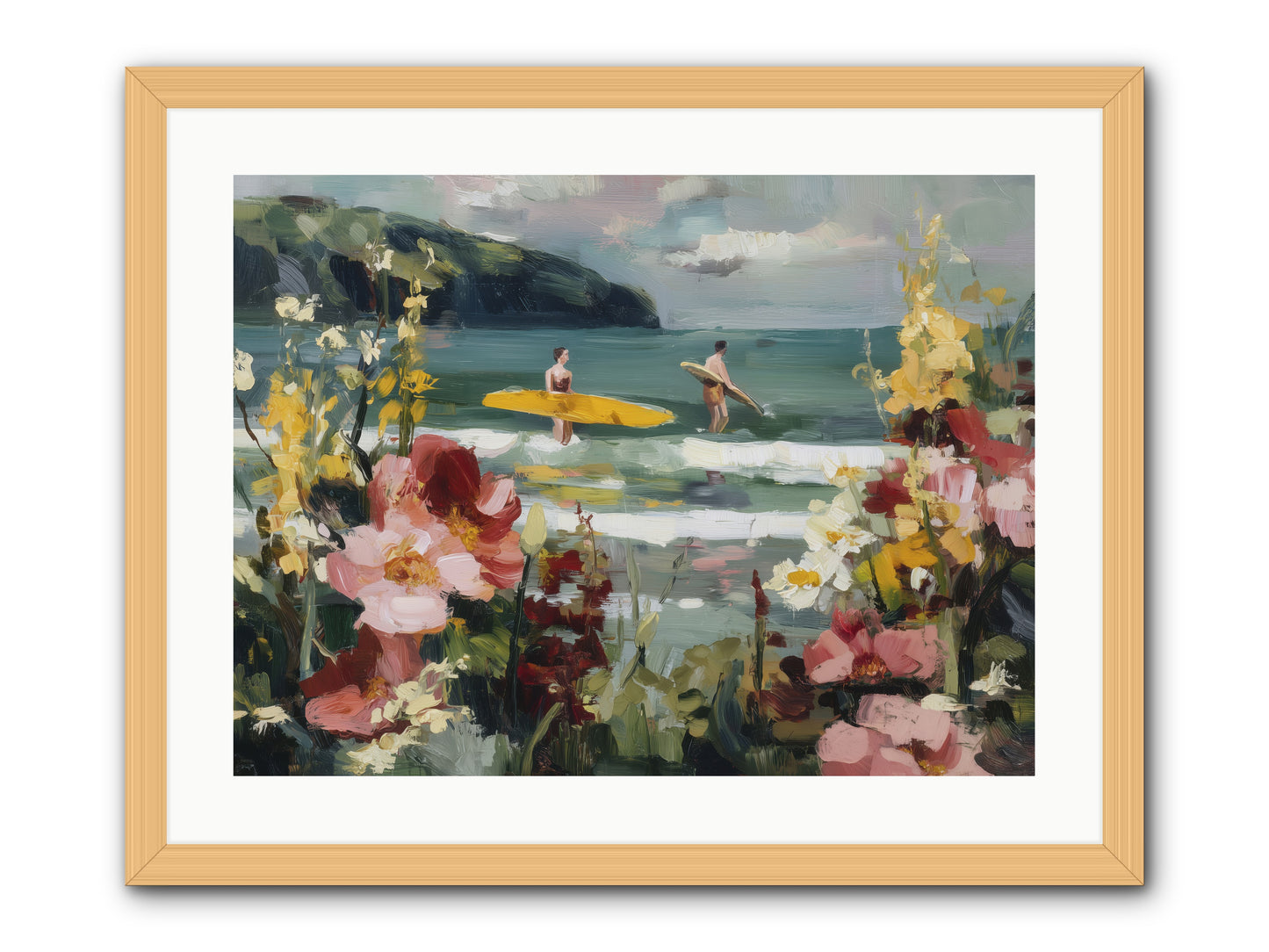 Wave Whisperers -- Framed Print - Natural 24x18