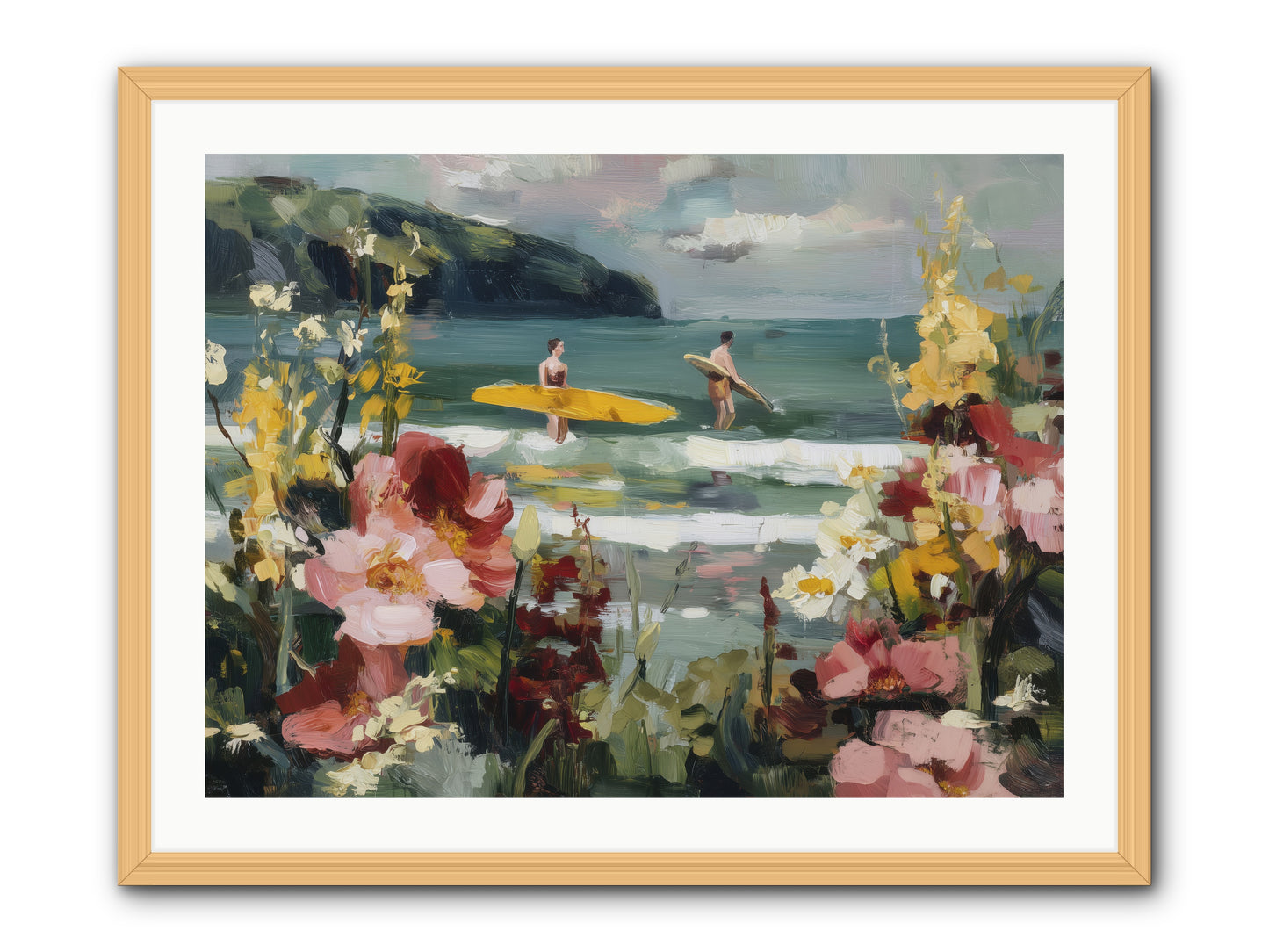 Wave Whisperers -- Framed Print - Natural 32x24