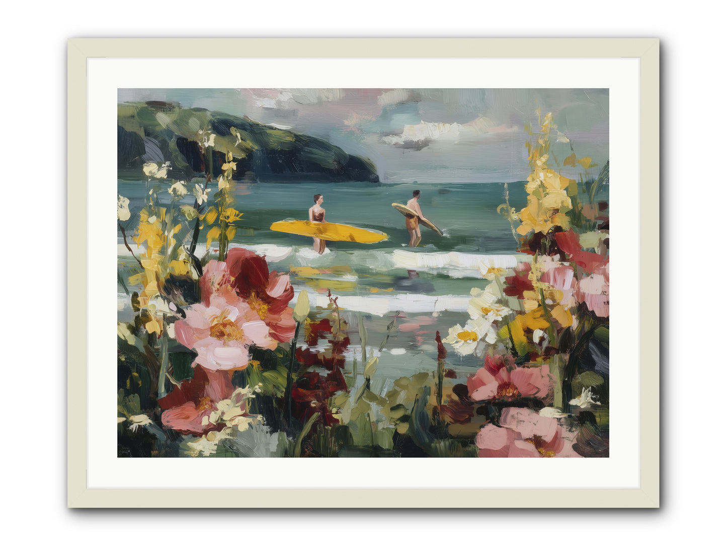 Wave Whisperers -- Framed Print - White 32x24