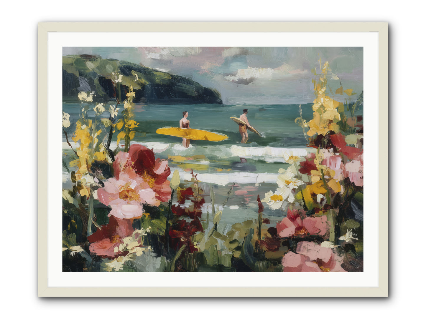 Wave Whisperers -- Framed Print - White 40x30