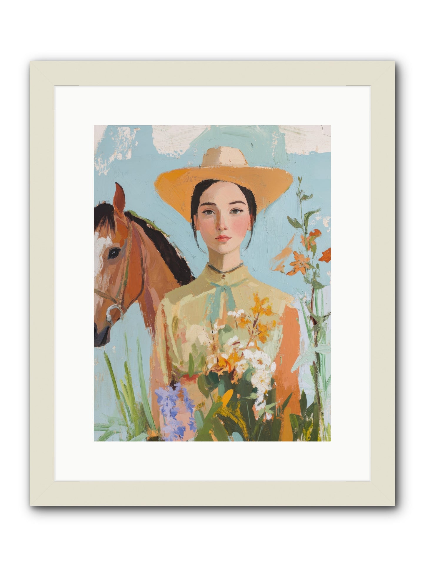 Western Mosaic -- Framed Print - White 12x16