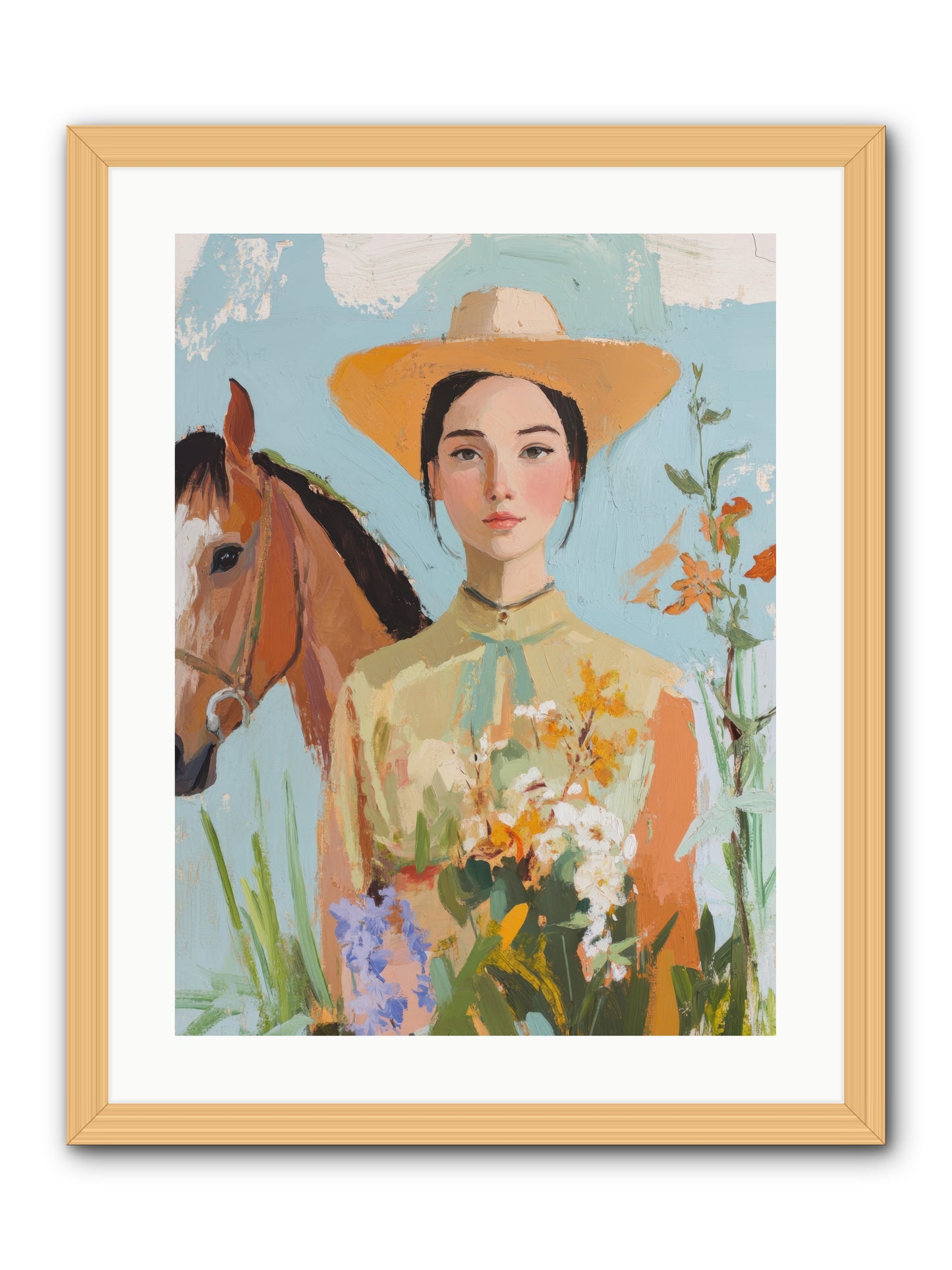 Western Mosaic -- Framed Print - Natural 18x24
