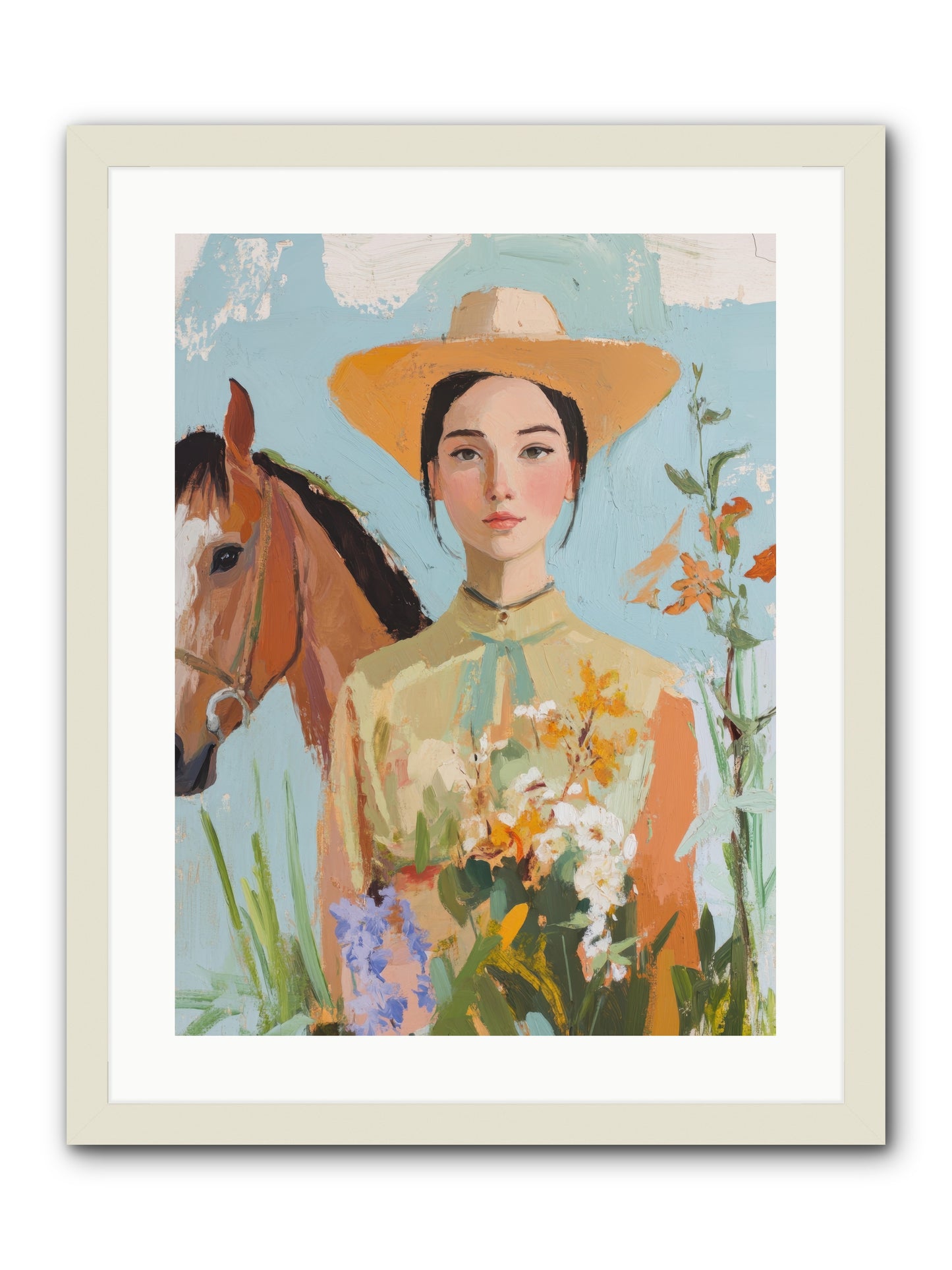 Western Mosaic -- Framed Print - White 18x24