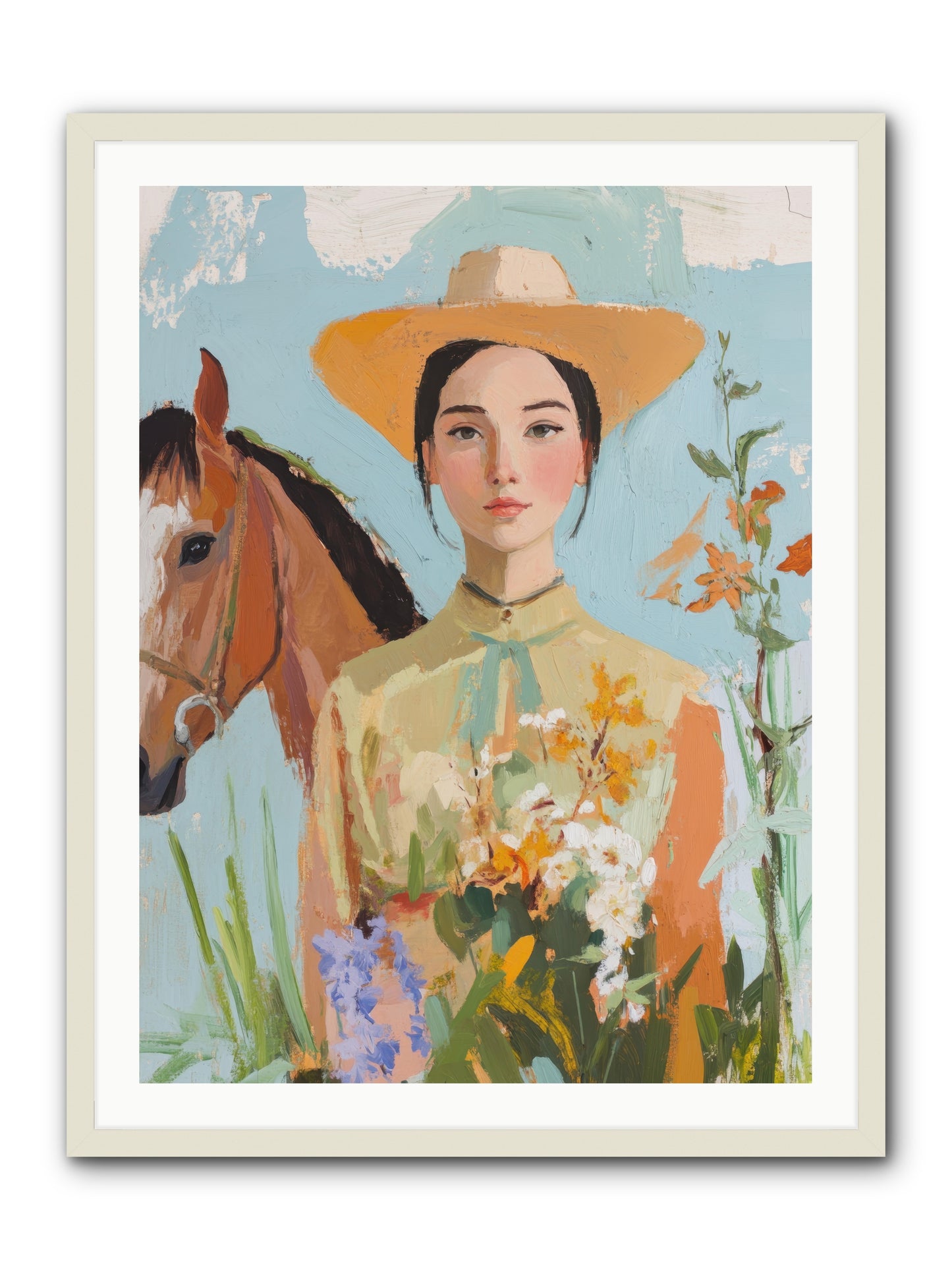 Western Mosaic -- Framed Print - White 30x40