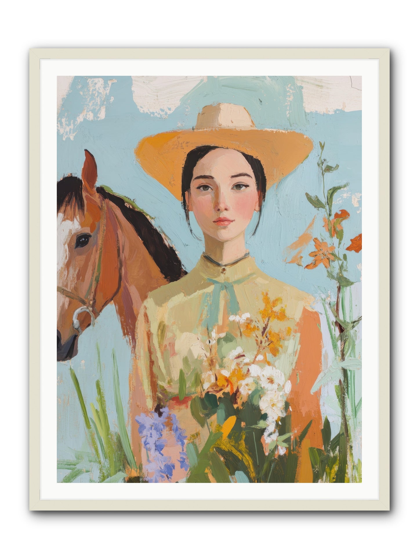 Western Mosaic -- Framed Print - White 36x48