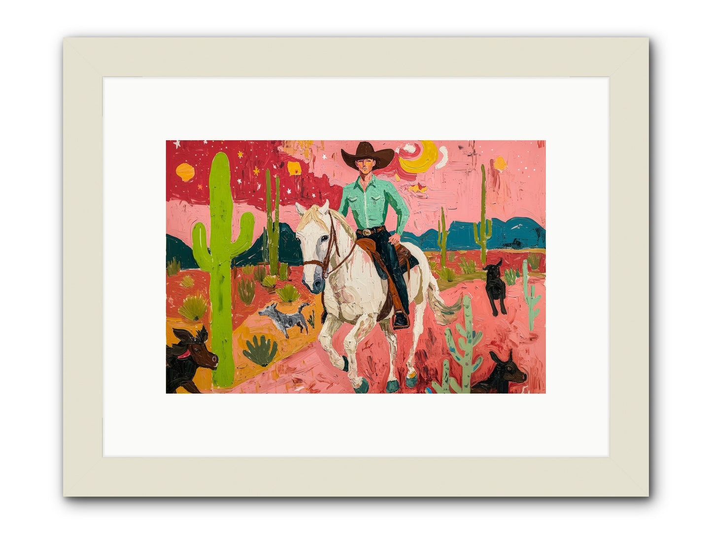 Western Rose -- Framed Print - White 12x8