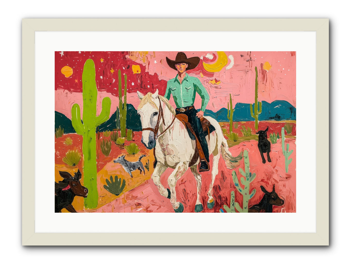 Western Rose -- Framed Print - White 24x16