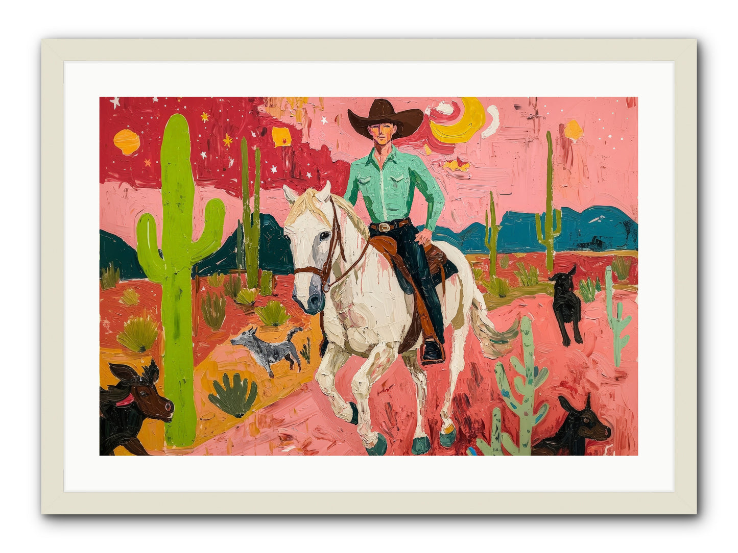 Western Rose -- Framed Print - White 30x20