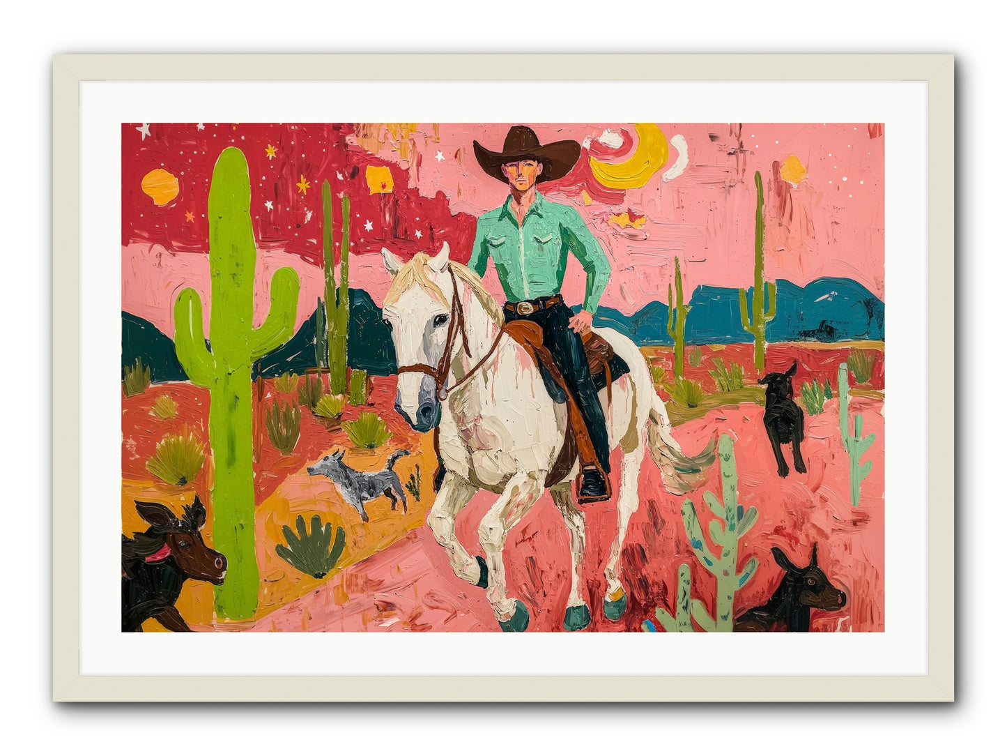 Western Rose -- Framed Print - White 36x24