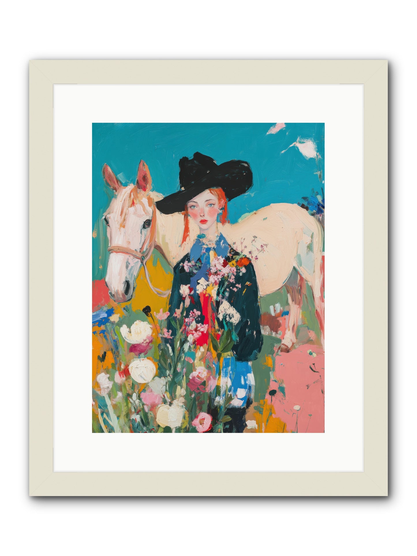 Western Tapestry -- Framed Print - White 12x16