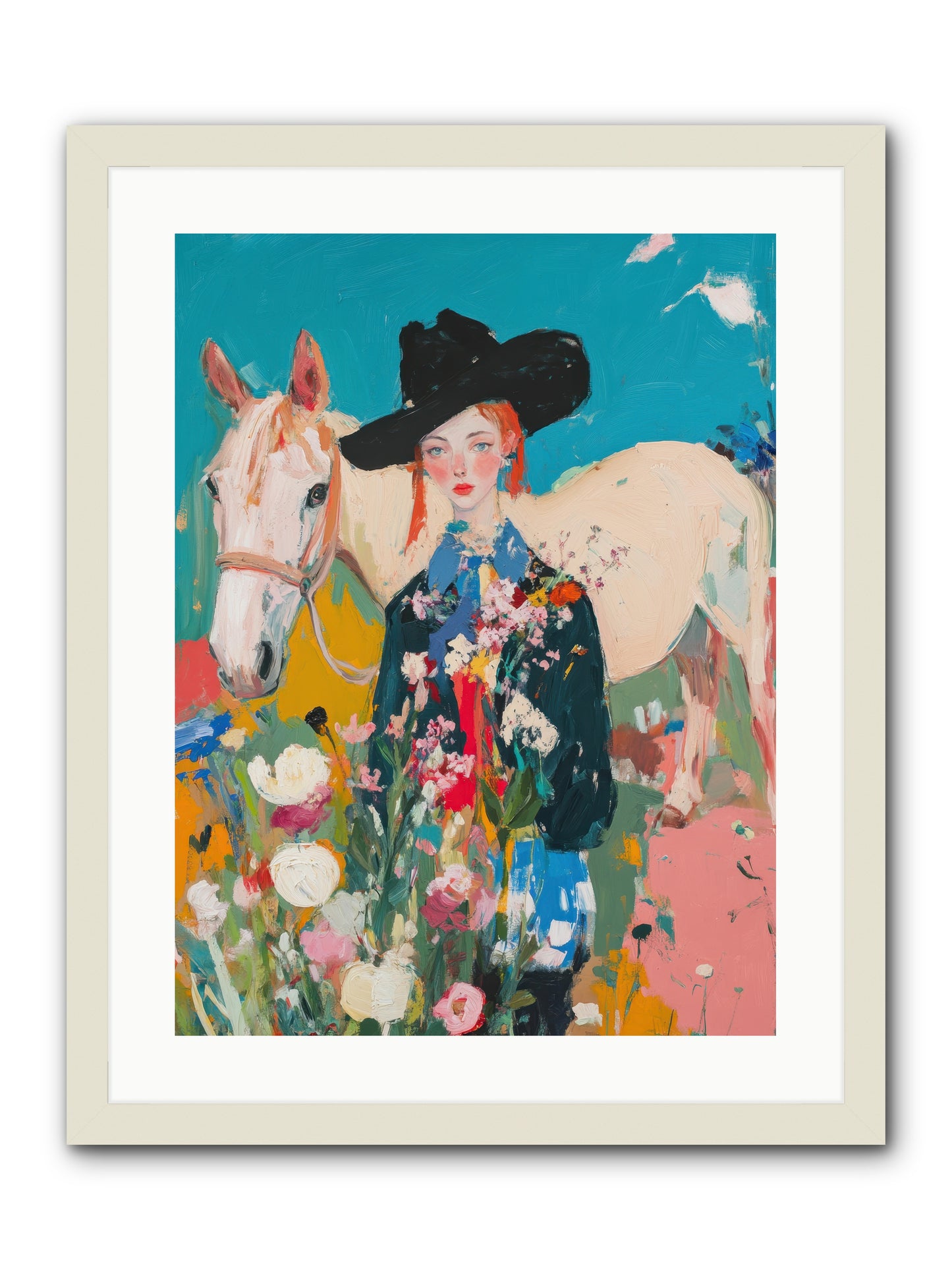 Western Tapestry -- Framed Print - White 18x24