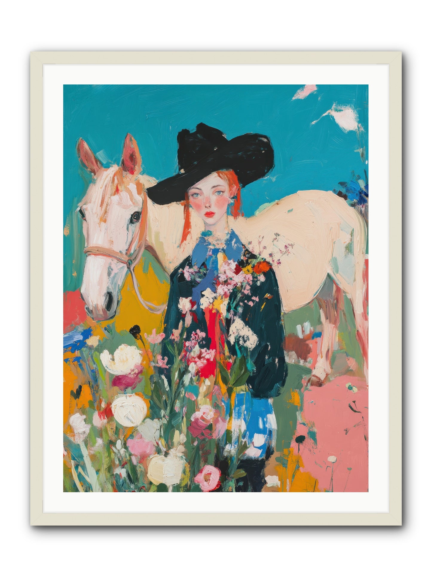 Western Tapestry -- Framed Print - White 30x40