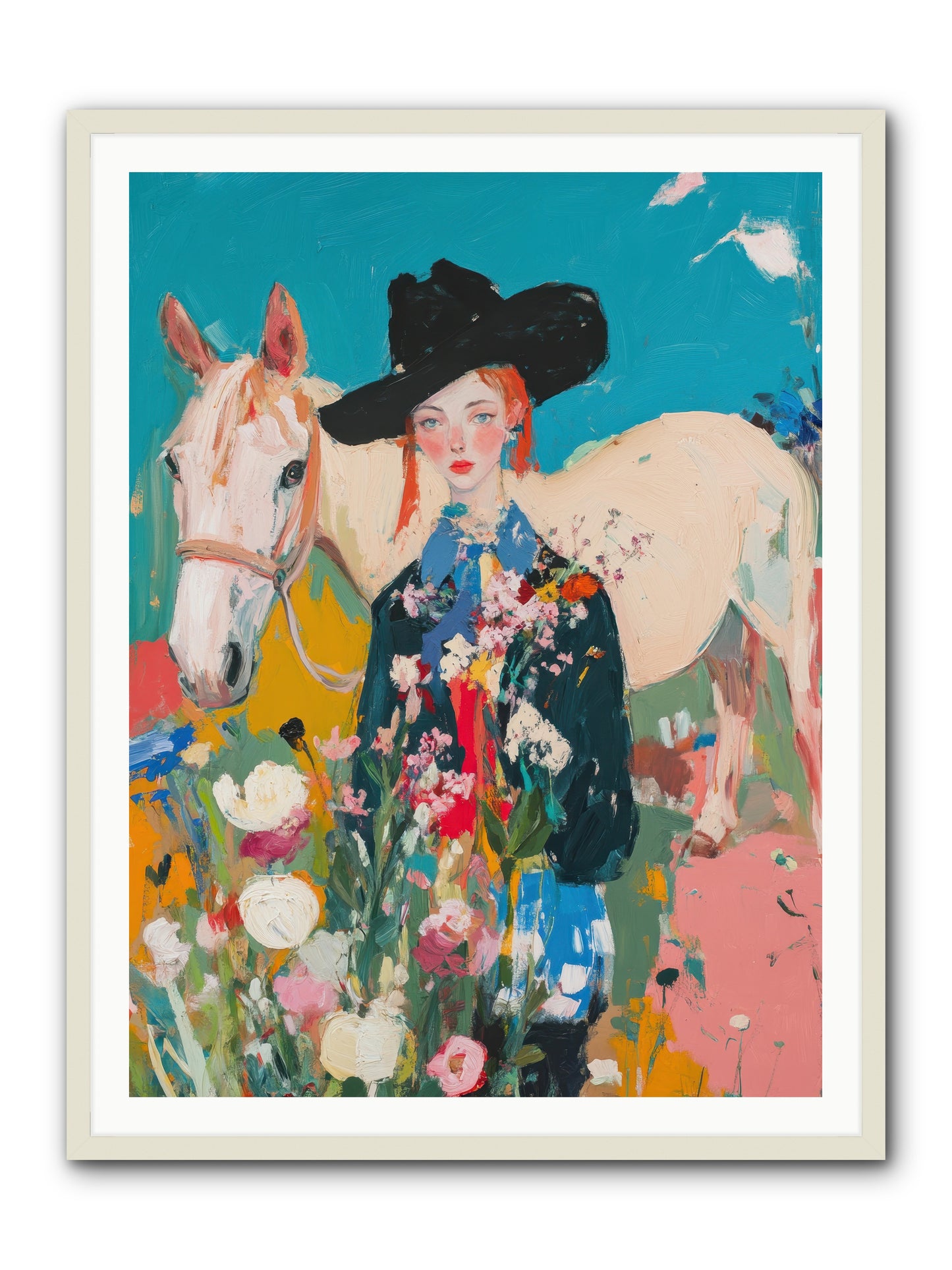 Western Tapestry -- Framed Print - White 36x48