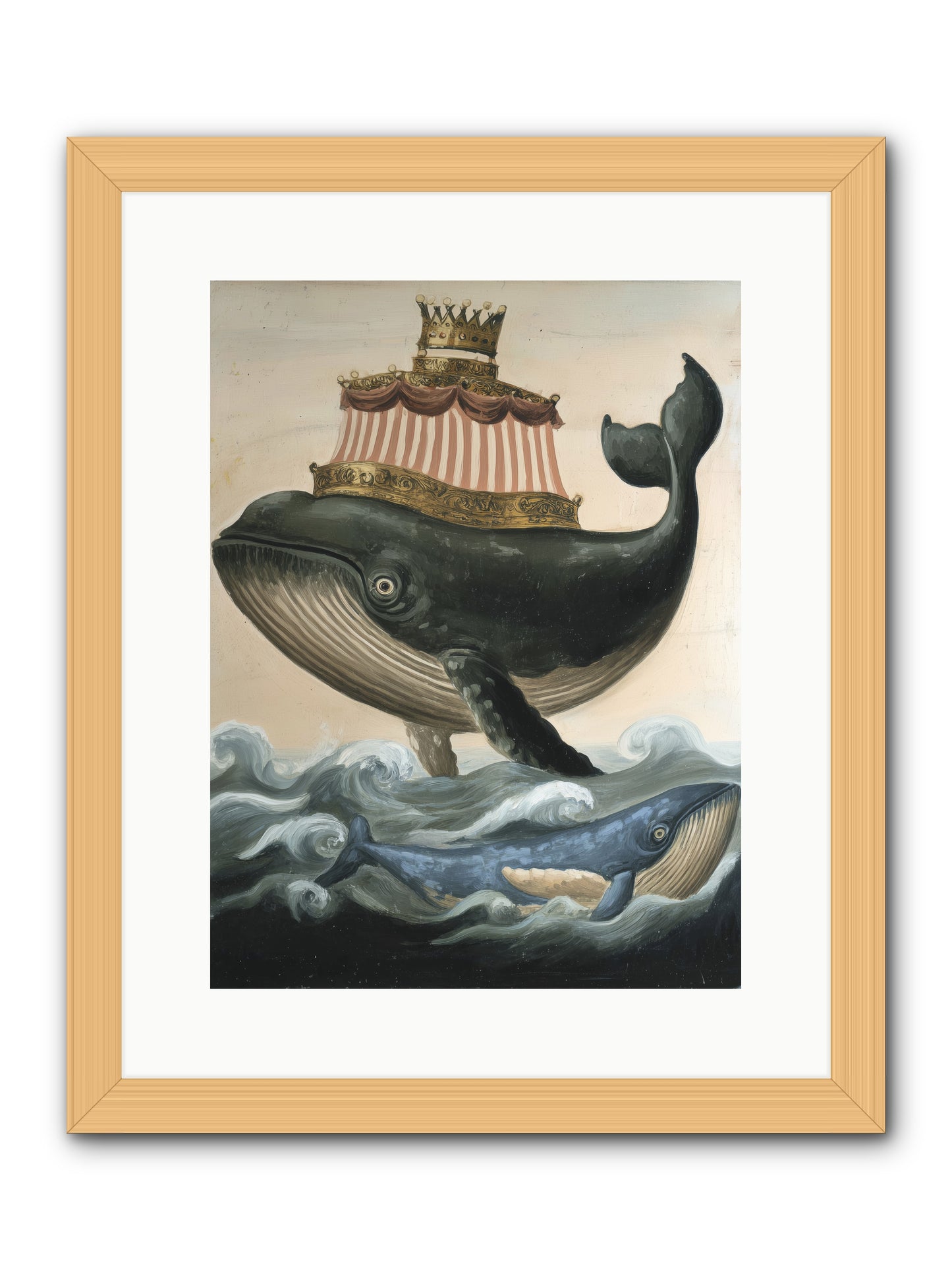 Whale King -- Framed Print - Natural 12x16