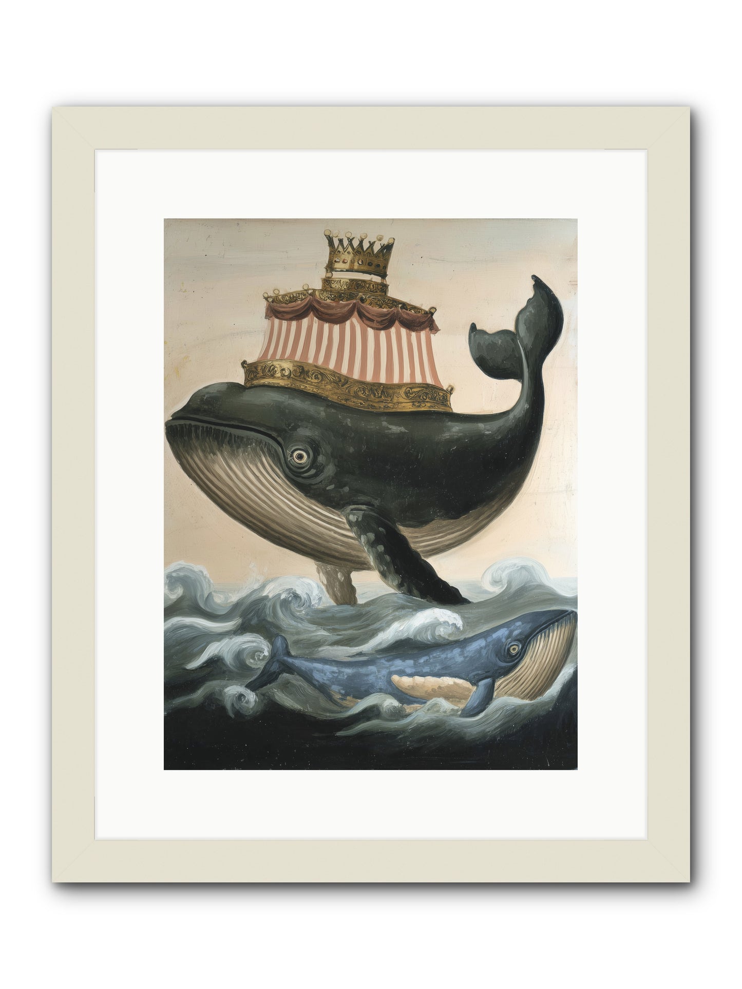 Whale King -- Framed Print - White 12x16