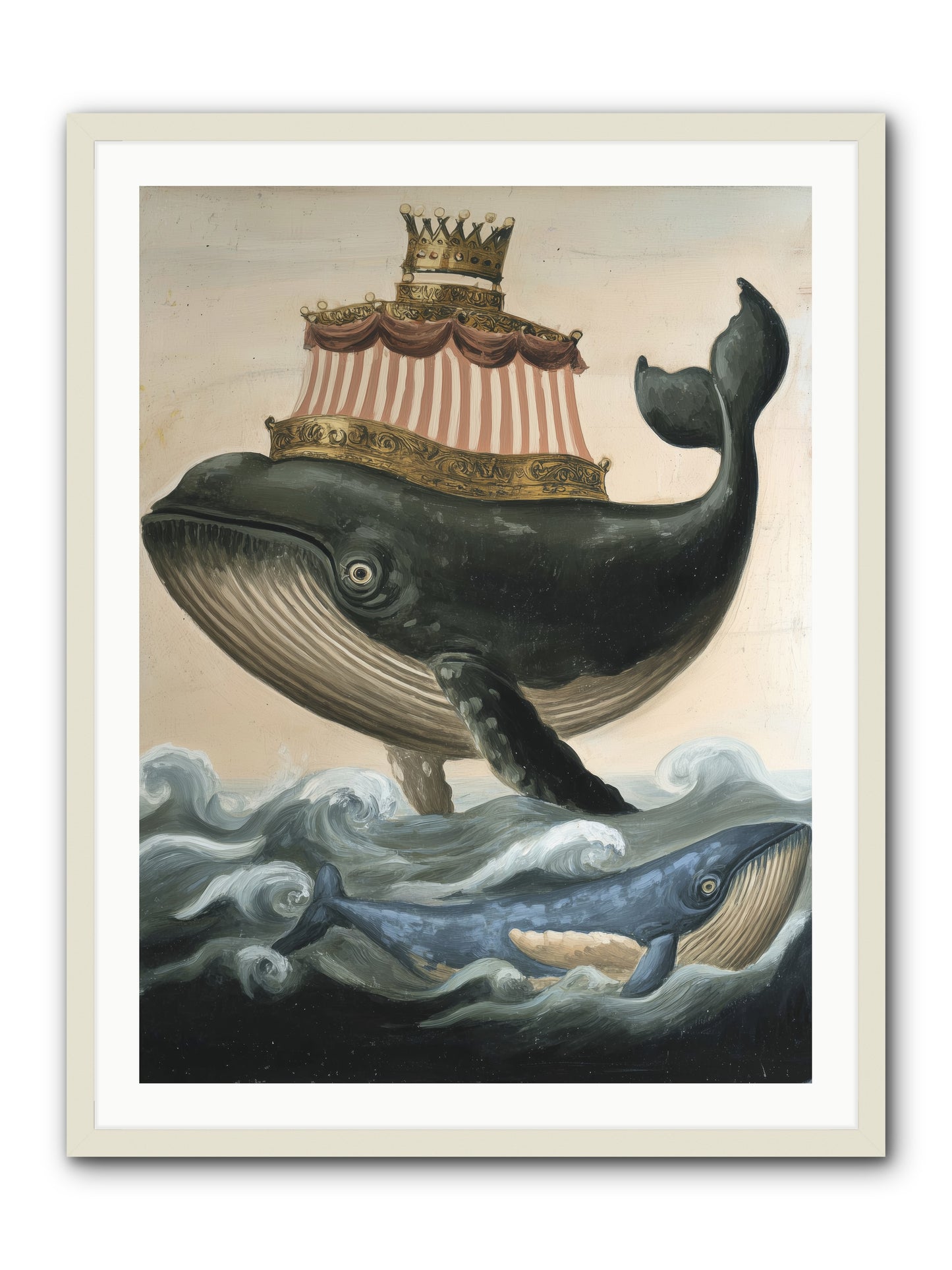 Whale King -- Framed Print - White 30x40