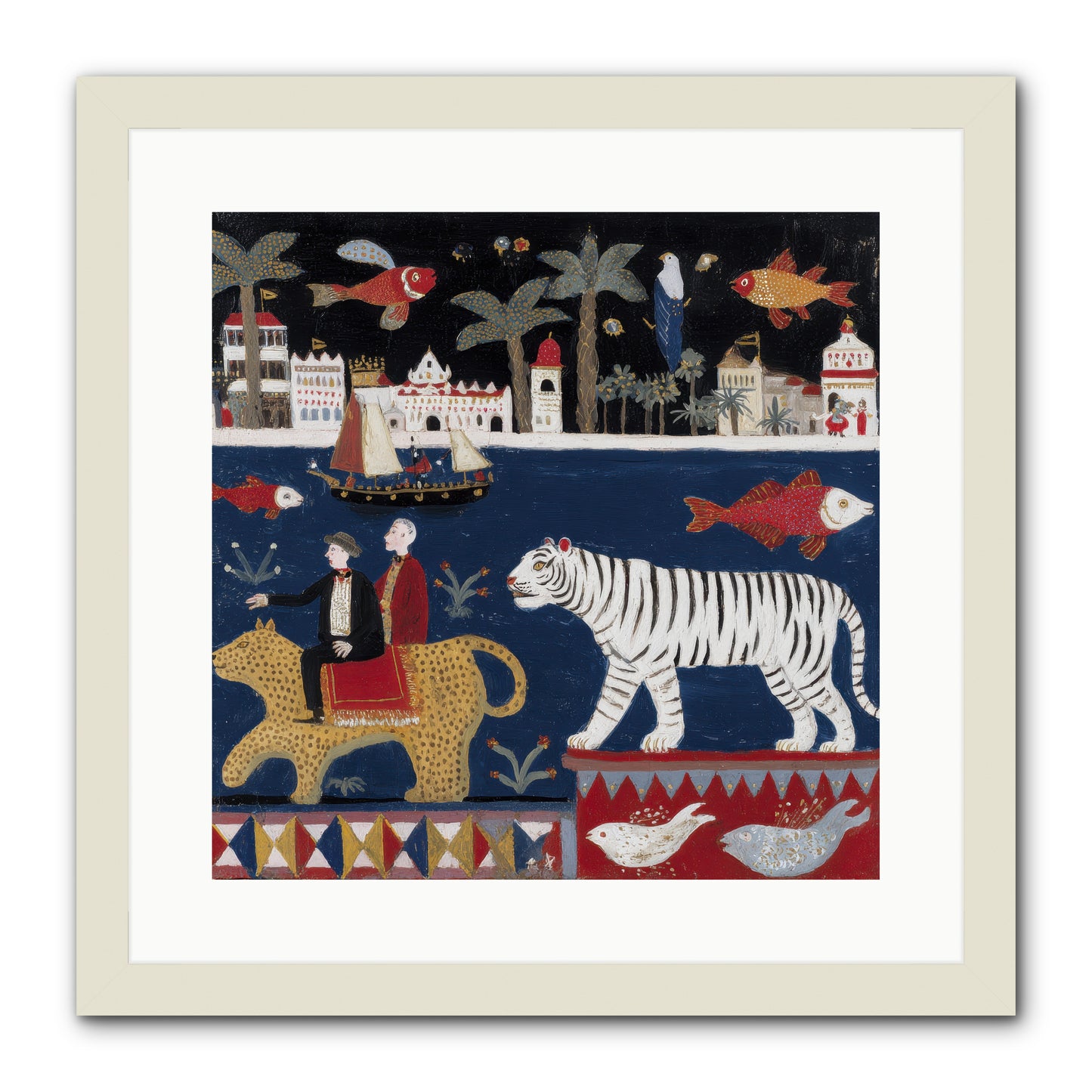 When Dreams Wore Stripes -- Framed Print - White 16x16
