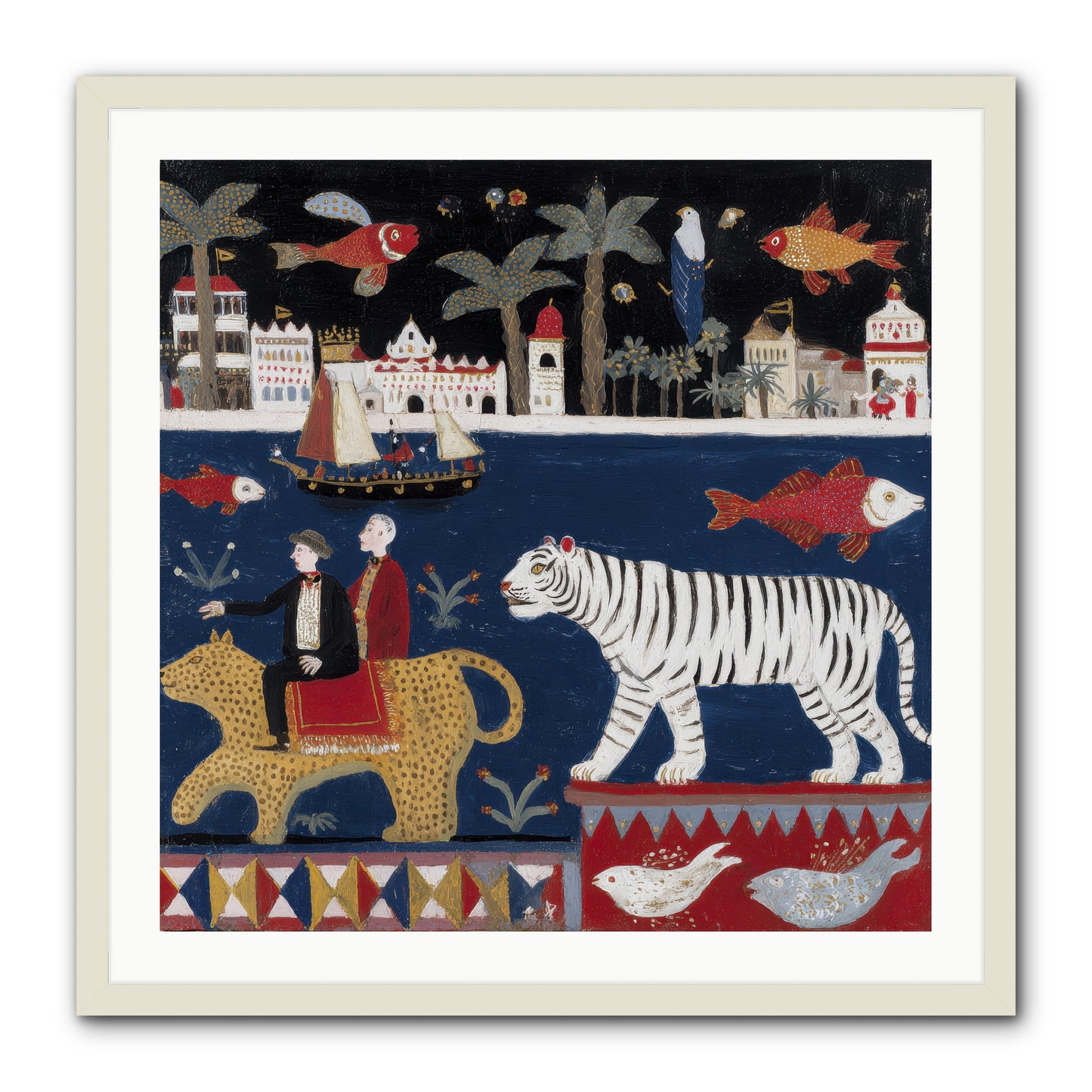 When Dreams Wore Stripes -- Framed Print - White 30x30