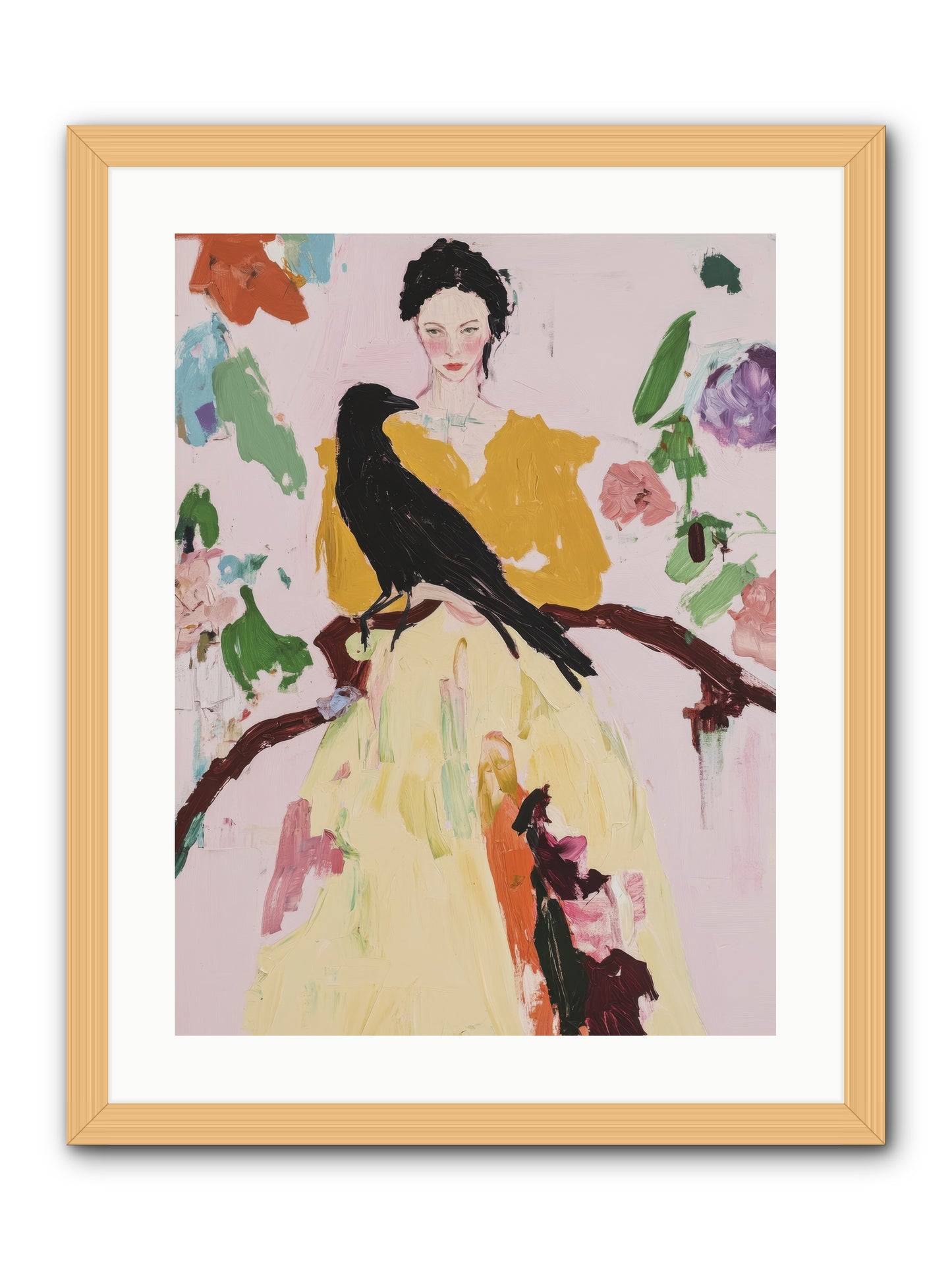 When Flowers Choose To Fly -- Framed Print - Natural 18x24