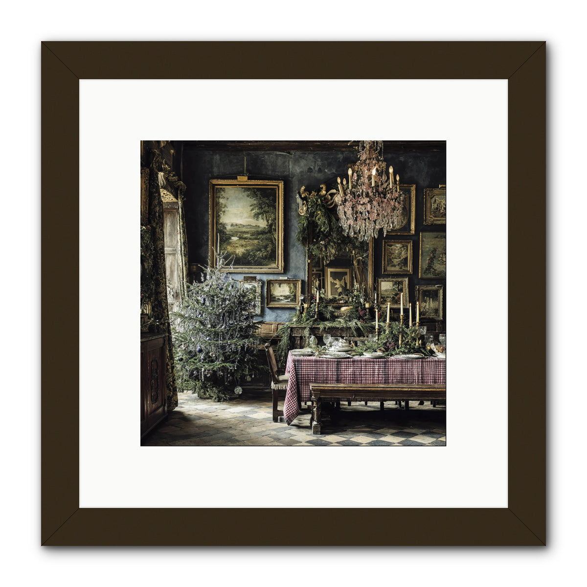 When Silver Light Meets Snowfall -- Framed Print - Black 10x10