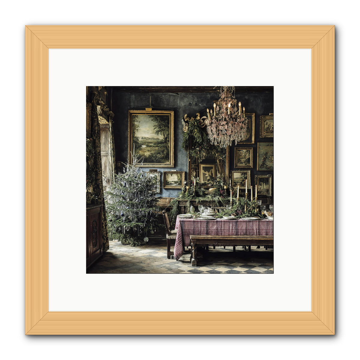 When Silver Light Meets Snowfall -- Framed Print - Natural 10x10