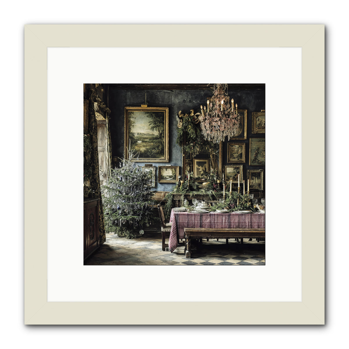 When Silver Light Meets Snowfall -- Framed Print - White 10x10