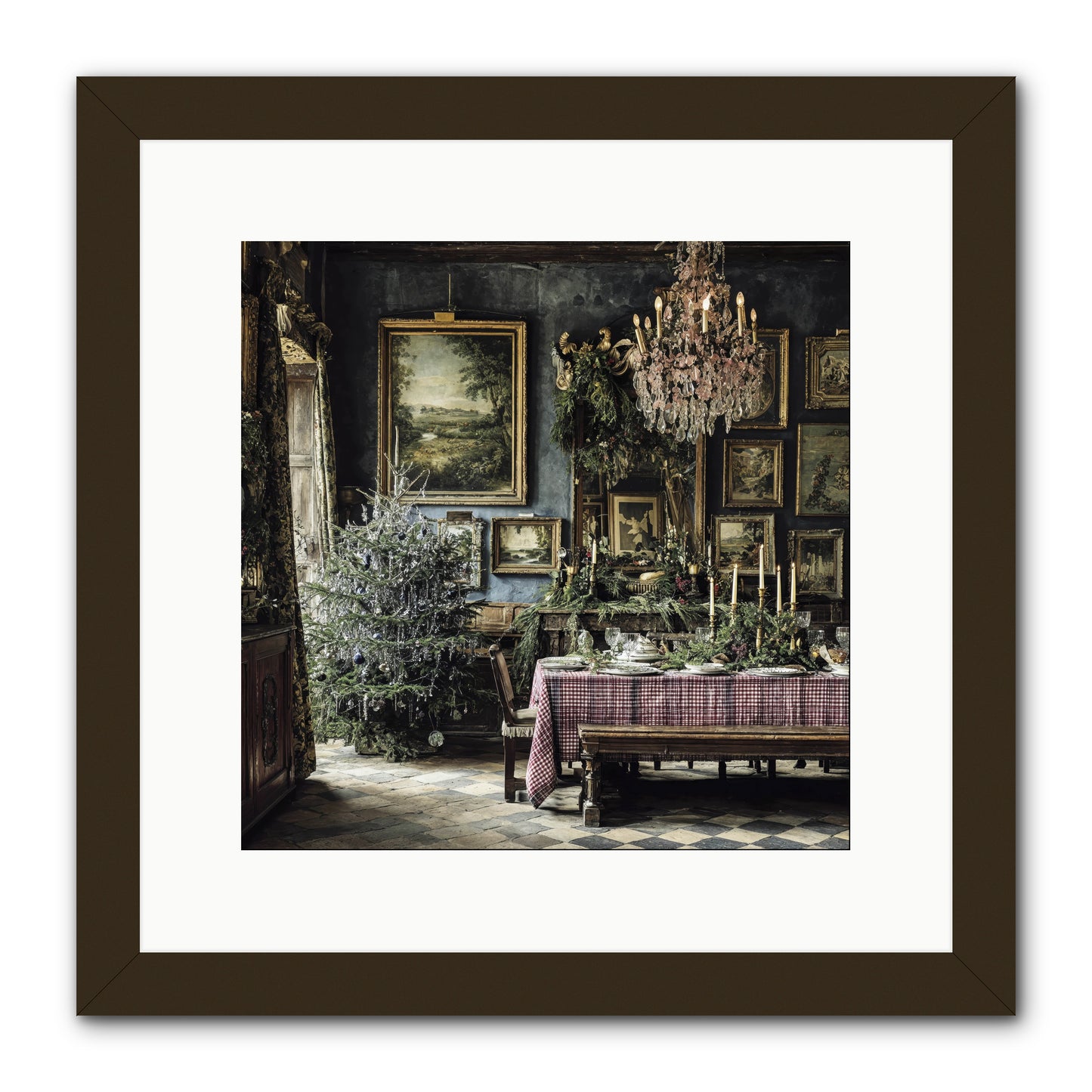 When Silver Light Meets Snowfall -- Framed Print - Black 12x12