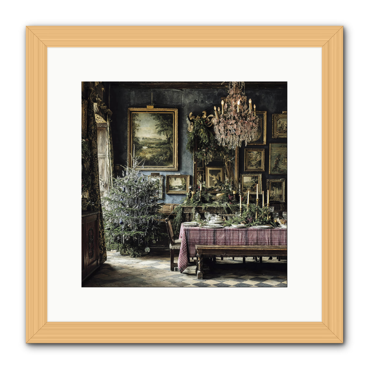 When Silver Light Meets Snowfall -- Framed Print - Natural 12x12