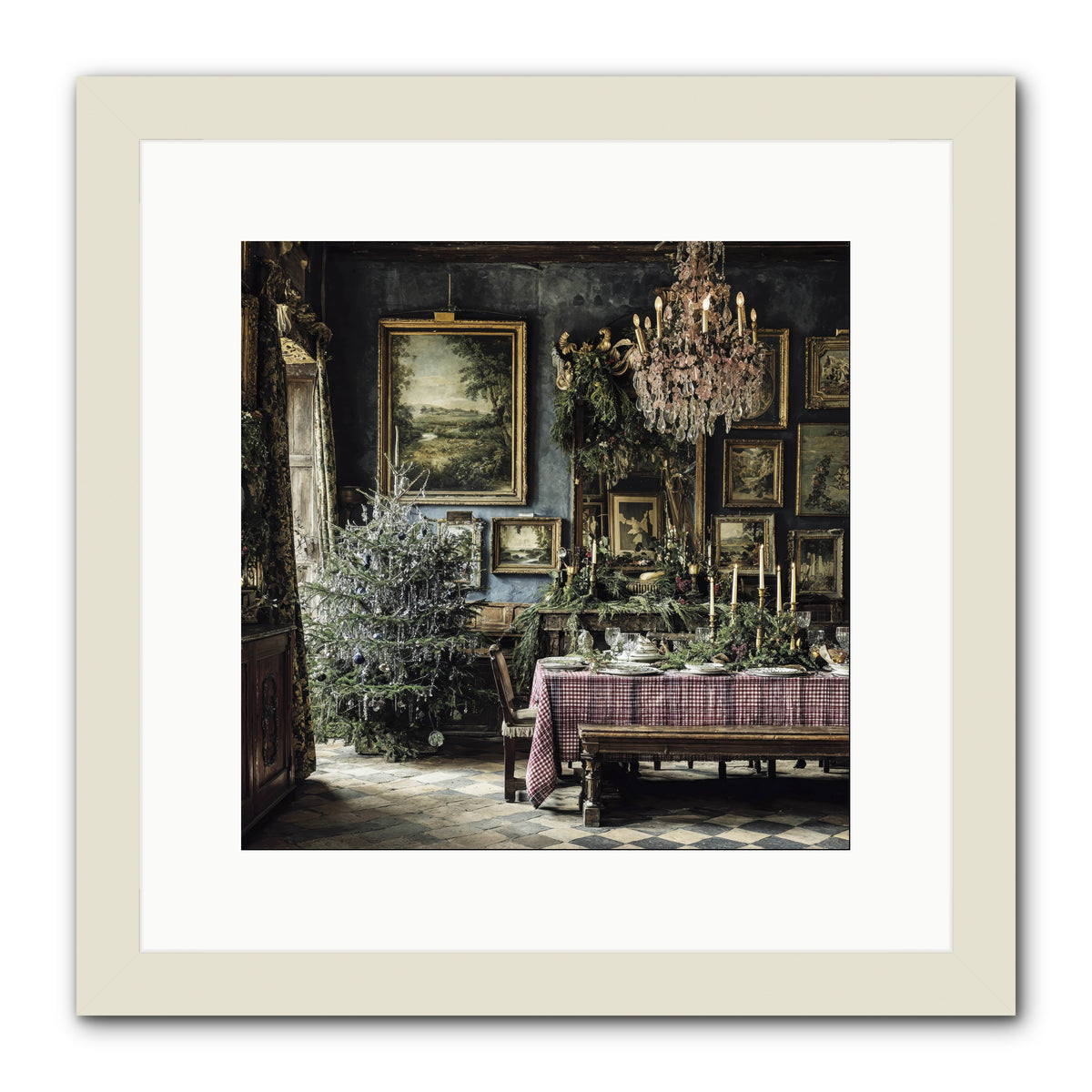 When Silver Light Meets Snowfall -- Framed Print - White 12x12