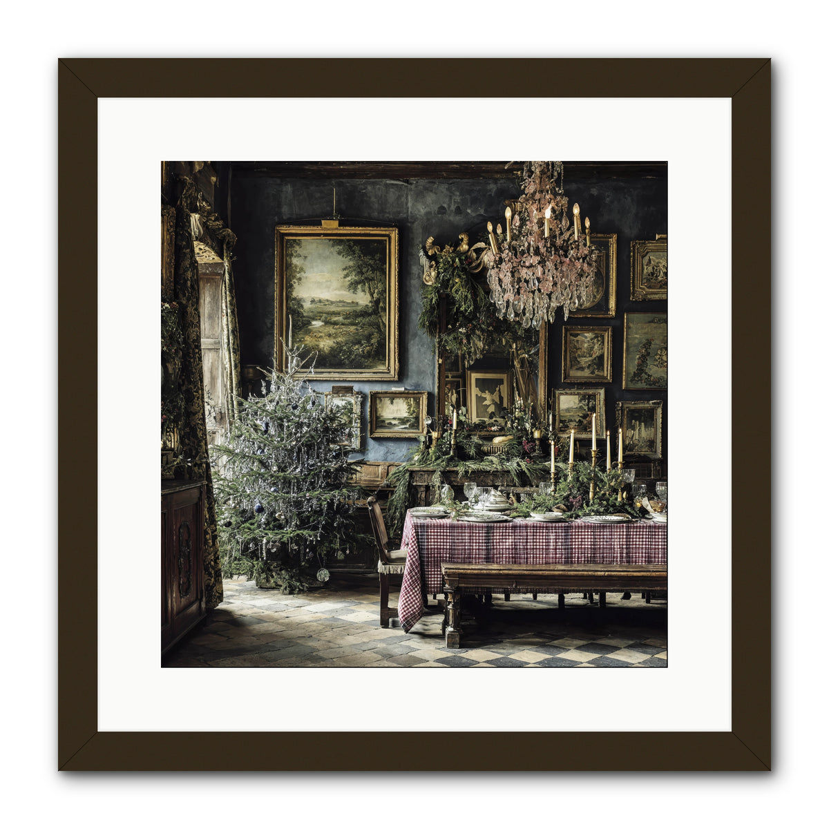 When Silver Light Meets Snowfall -- Framed Print - Black 16x16