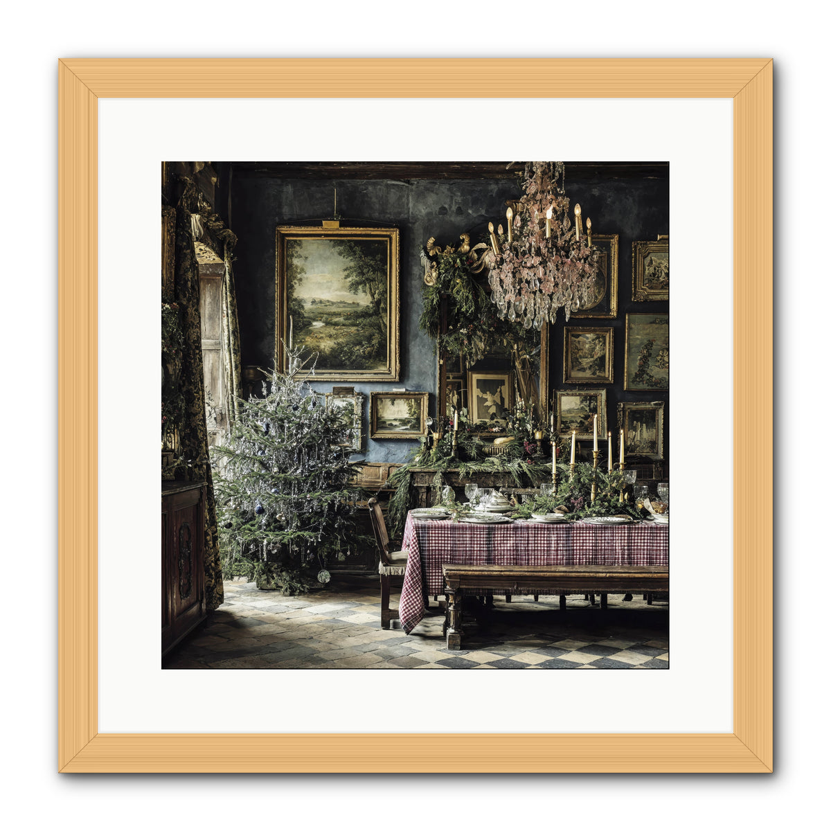 When Silver Light Meets Snowfall -- Framed Print - Natural 16x16