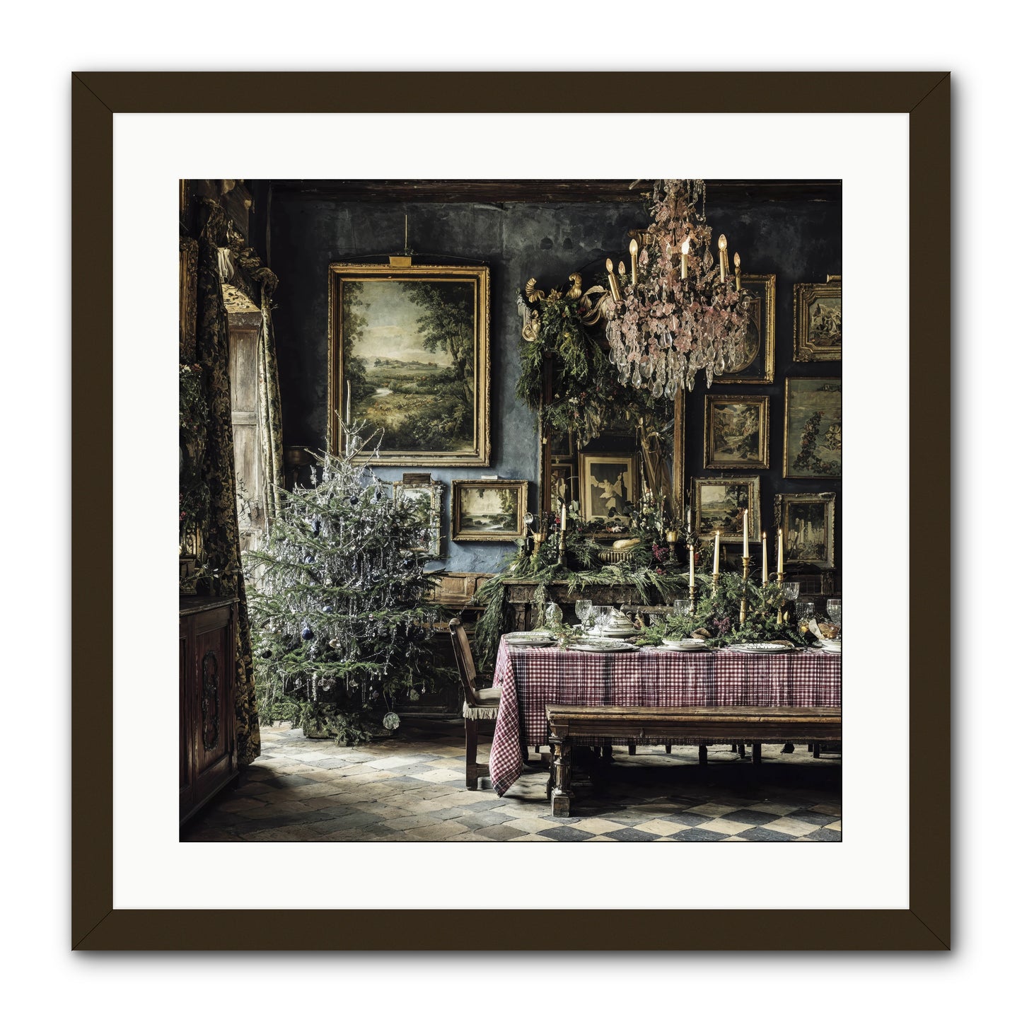 When Silver Light Meets Snowfall -- Framed Print - Black 20x20