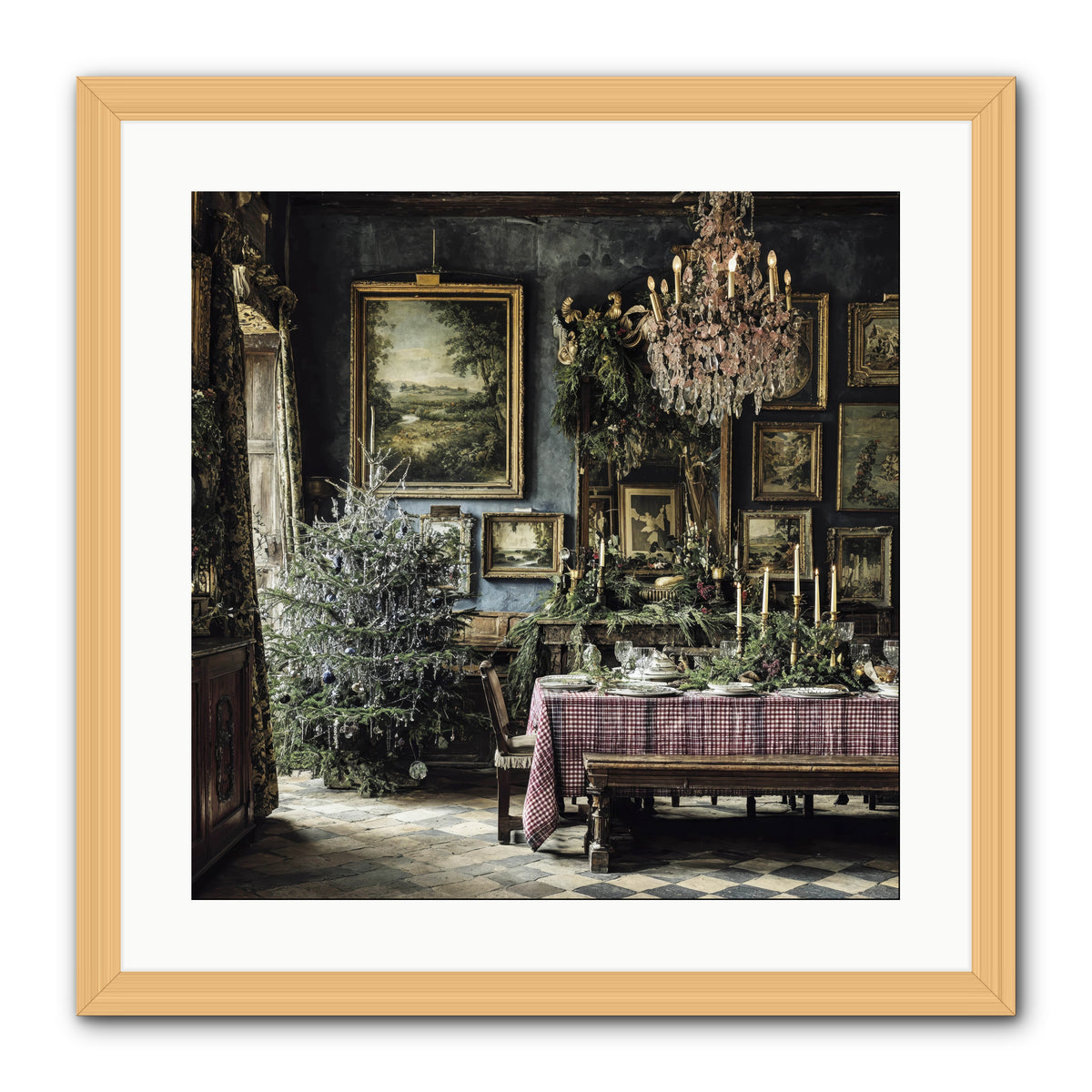 When Silver Light Meets Snowfall -- Framed Print - Natural 20x20