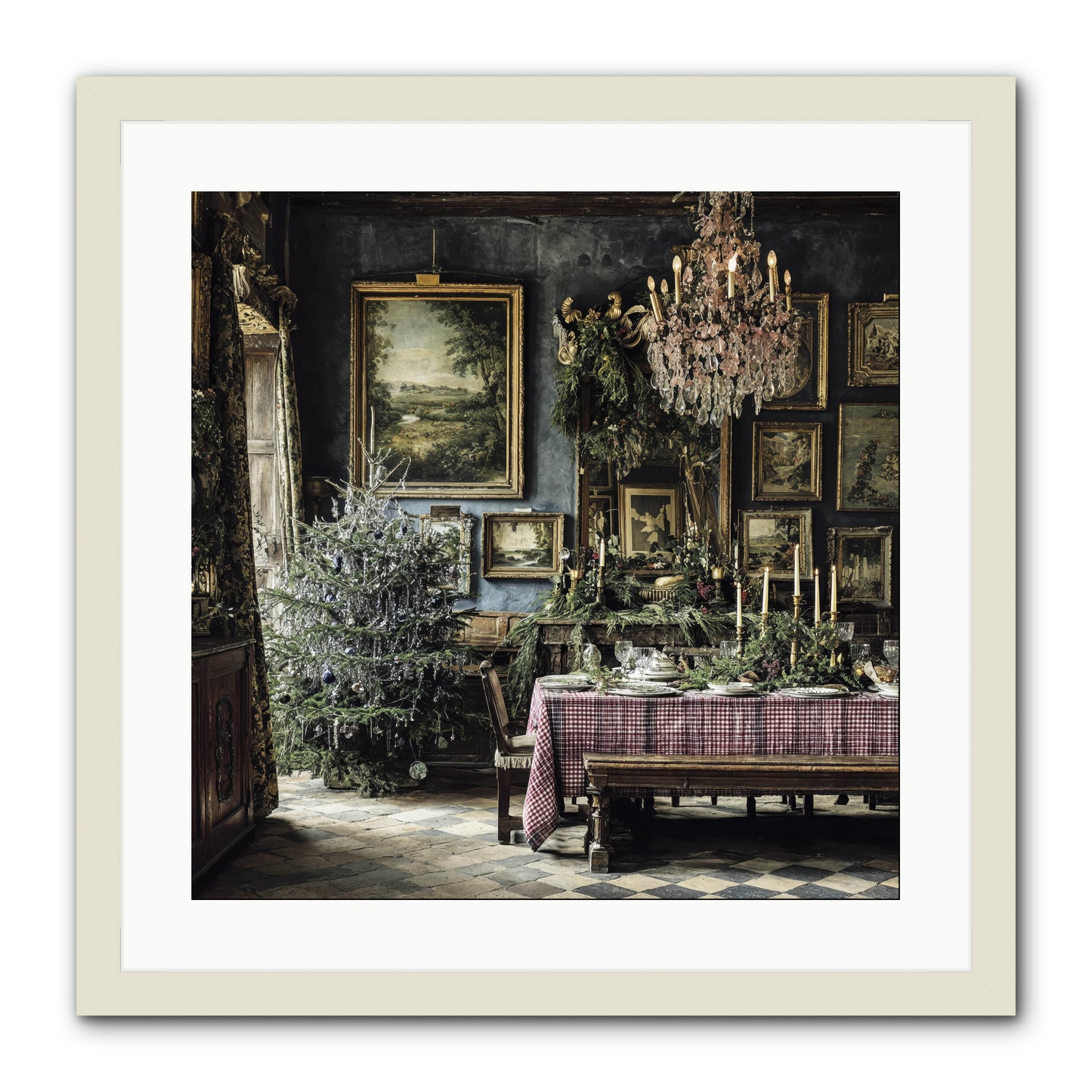 When Silver Light Meets Snowfall -- Framed Print - White 20x20