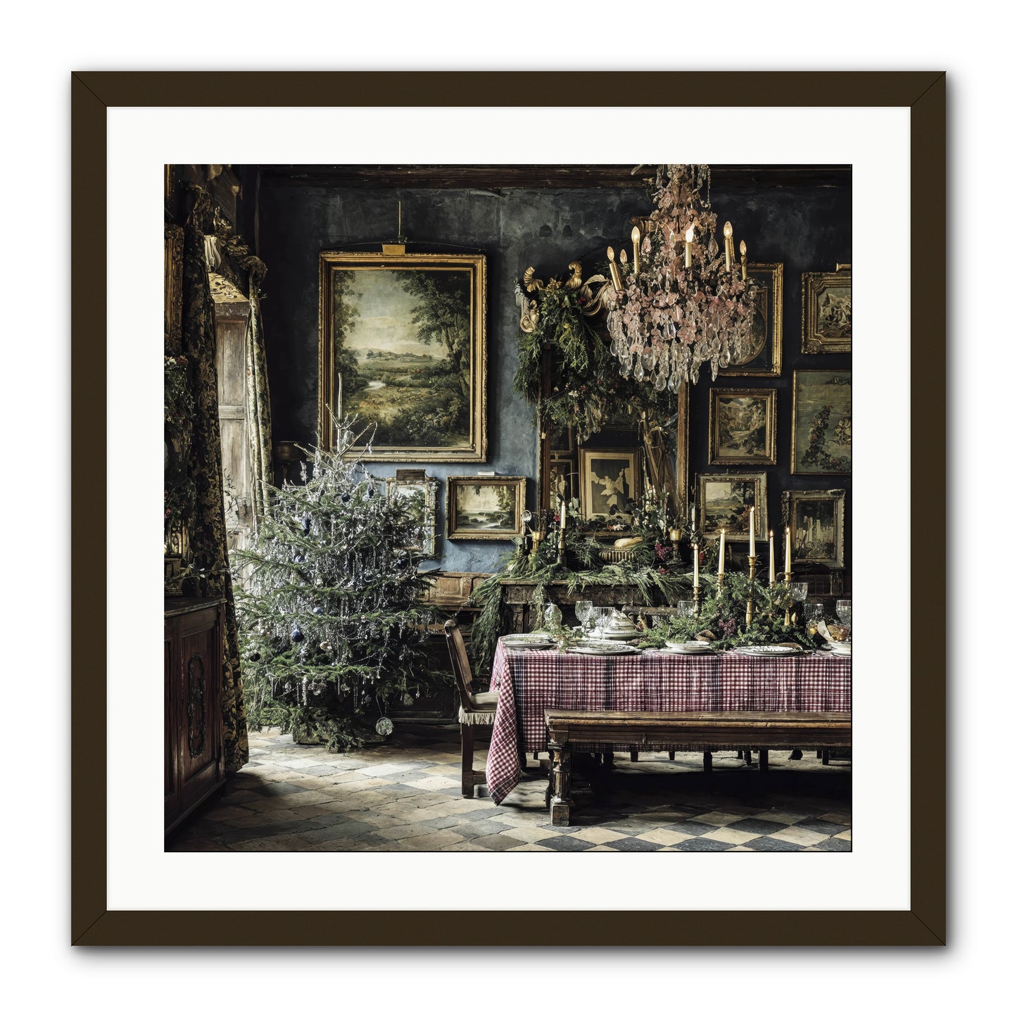 When Silver Light Meets Snowfall -- Framed Print - Black 24x24
