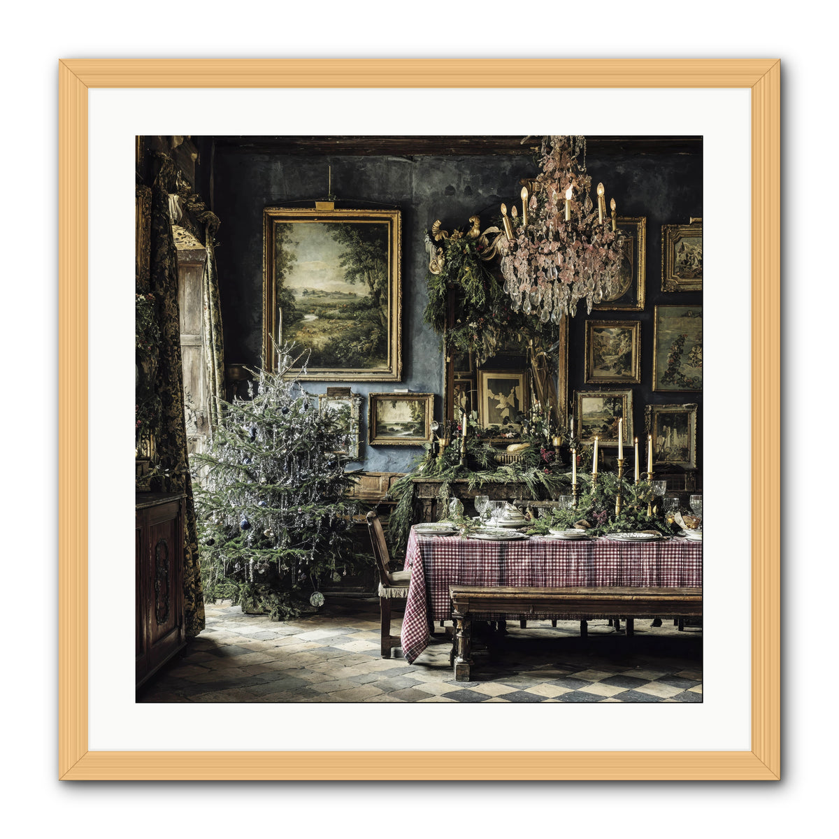 When Silver Light Meets Snowfall -- Framed Print - Natural 24x24
