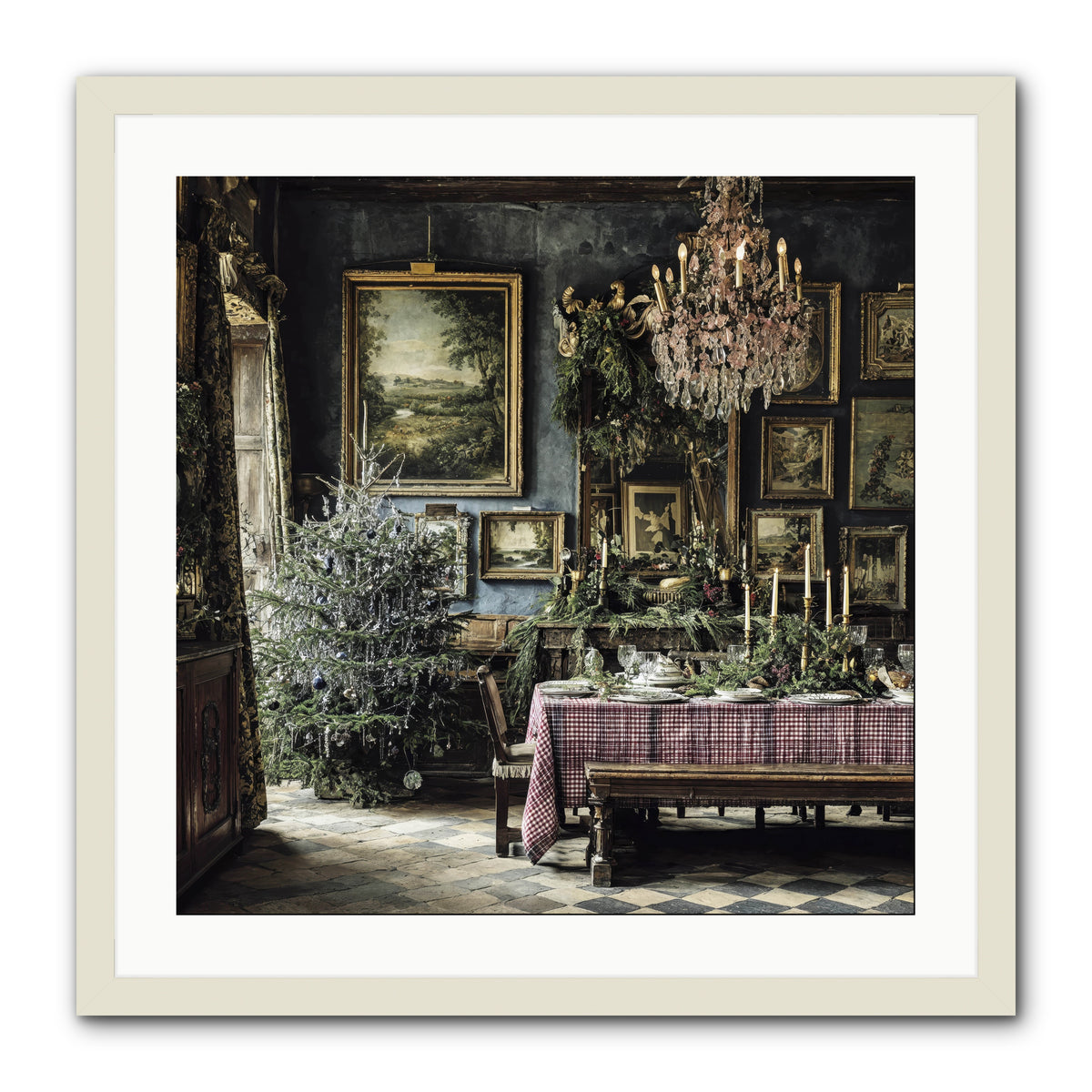 When Silver Light Meets Snowfall -- Framed Print - White 24x24