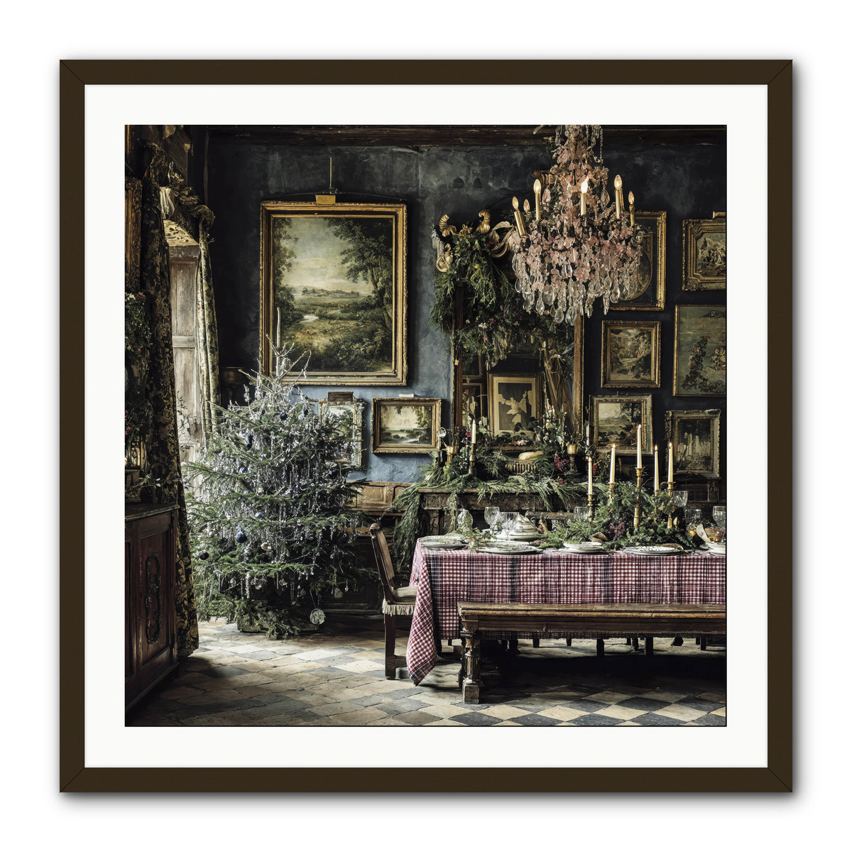 When Silver Light Meets Snowfall -- Framed Print - Black 30x30