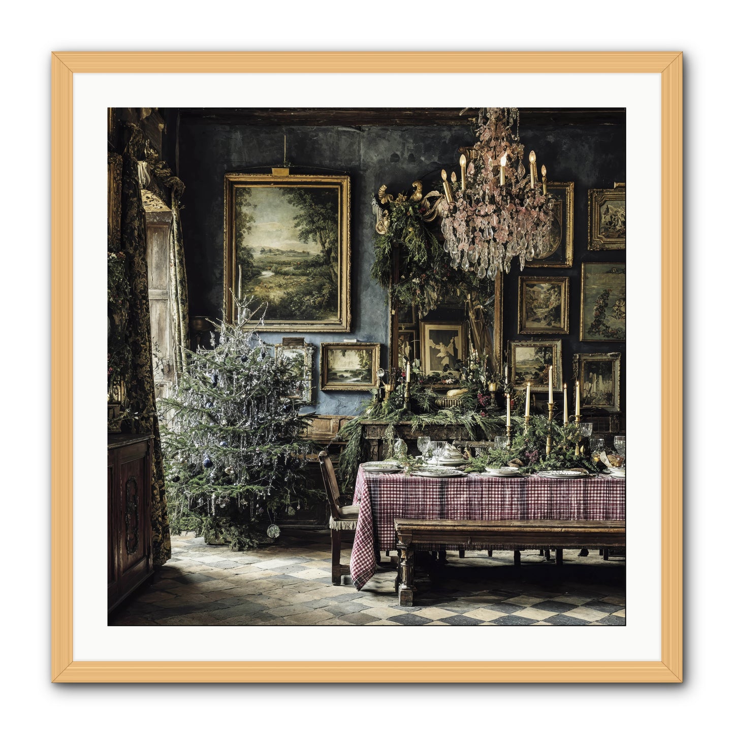 When Silver Light Meets Snowfall -- Framed Print - Natural 30x30