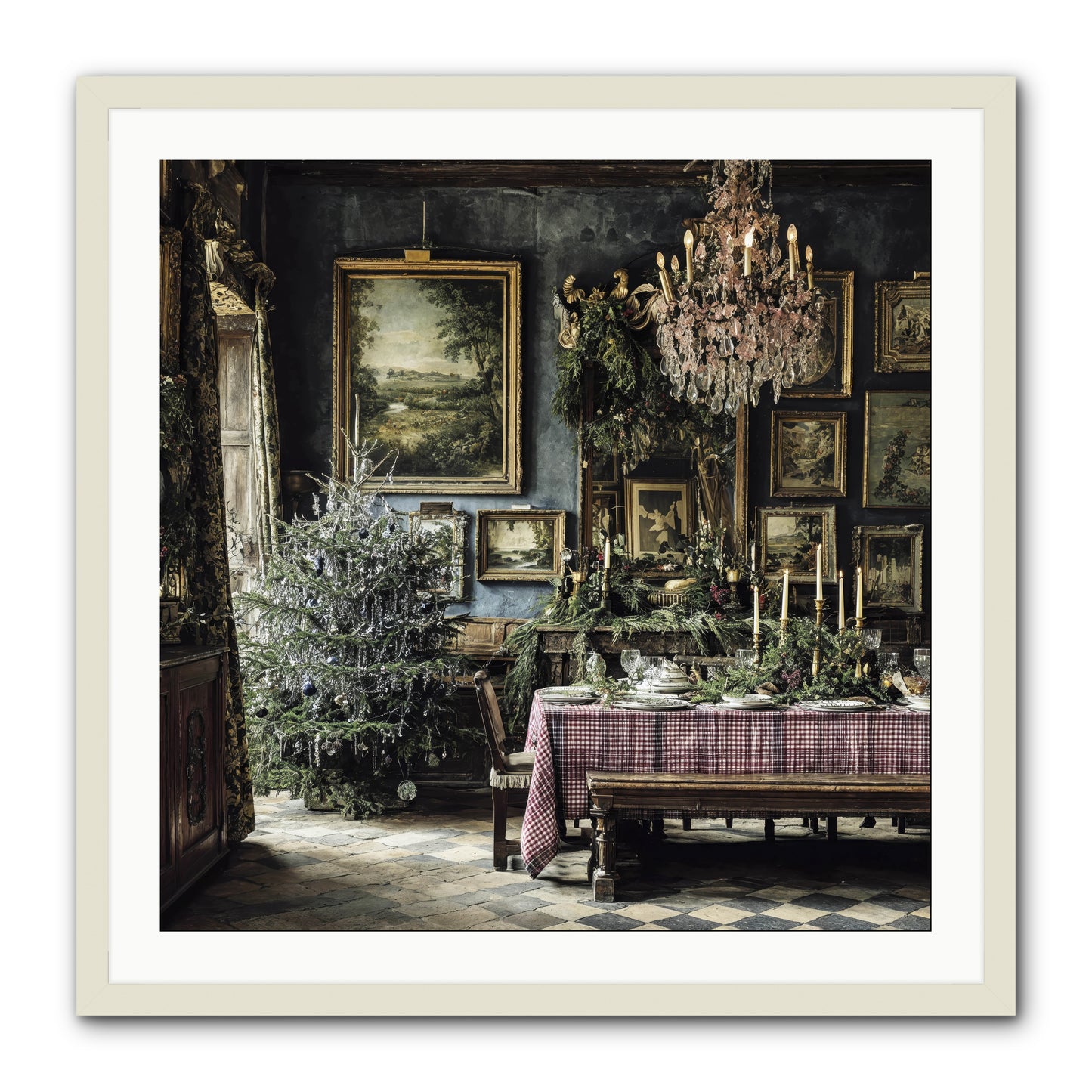 When Silver Light Meets Snowfall -- Framed Print - White 30x30
