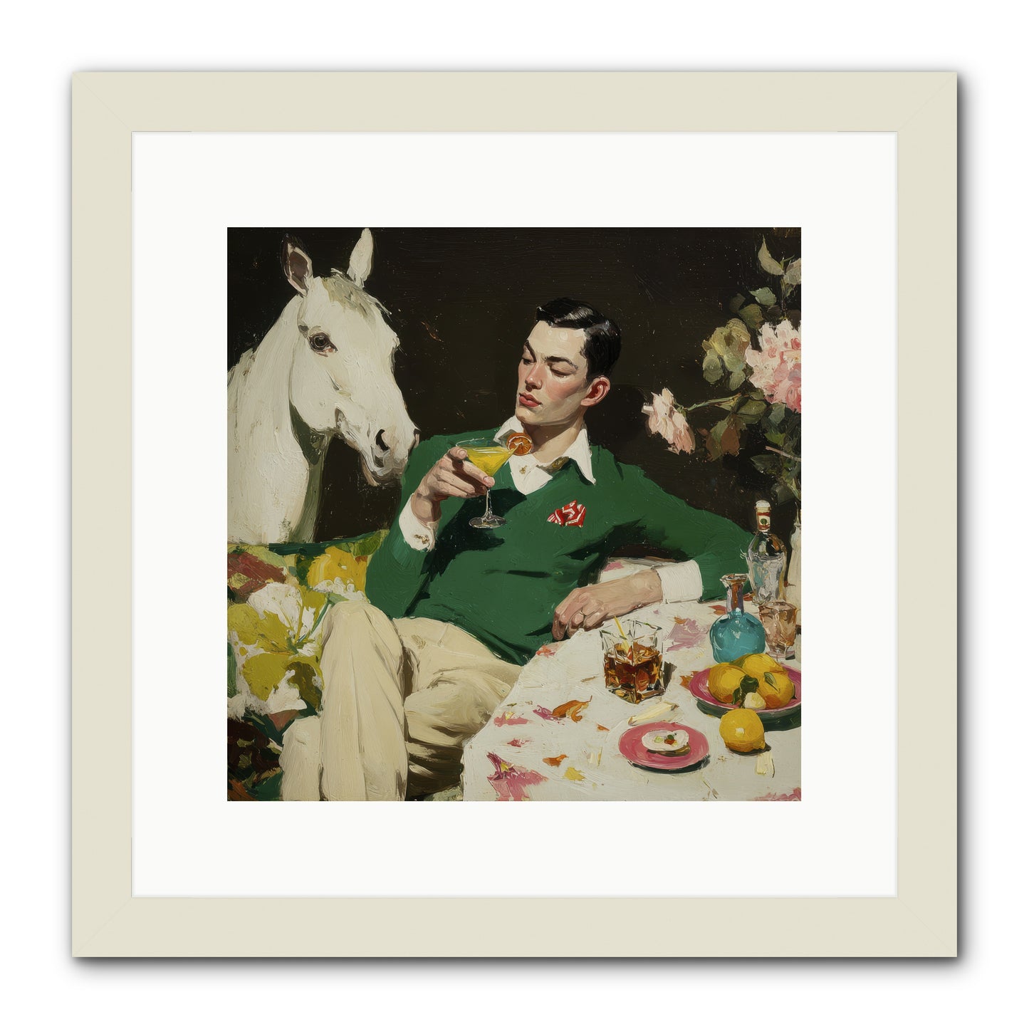 When the Moon Came Early -- Framed Print - White 12x12