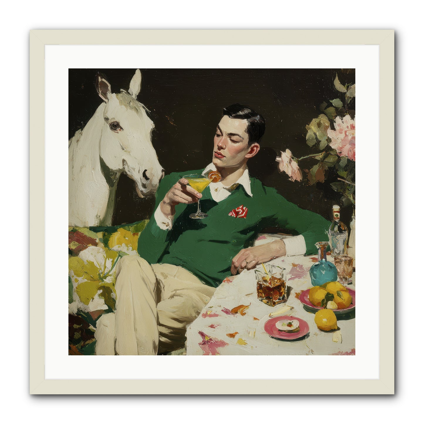 When the Moon Came Early -- Framed Print - White 24x24