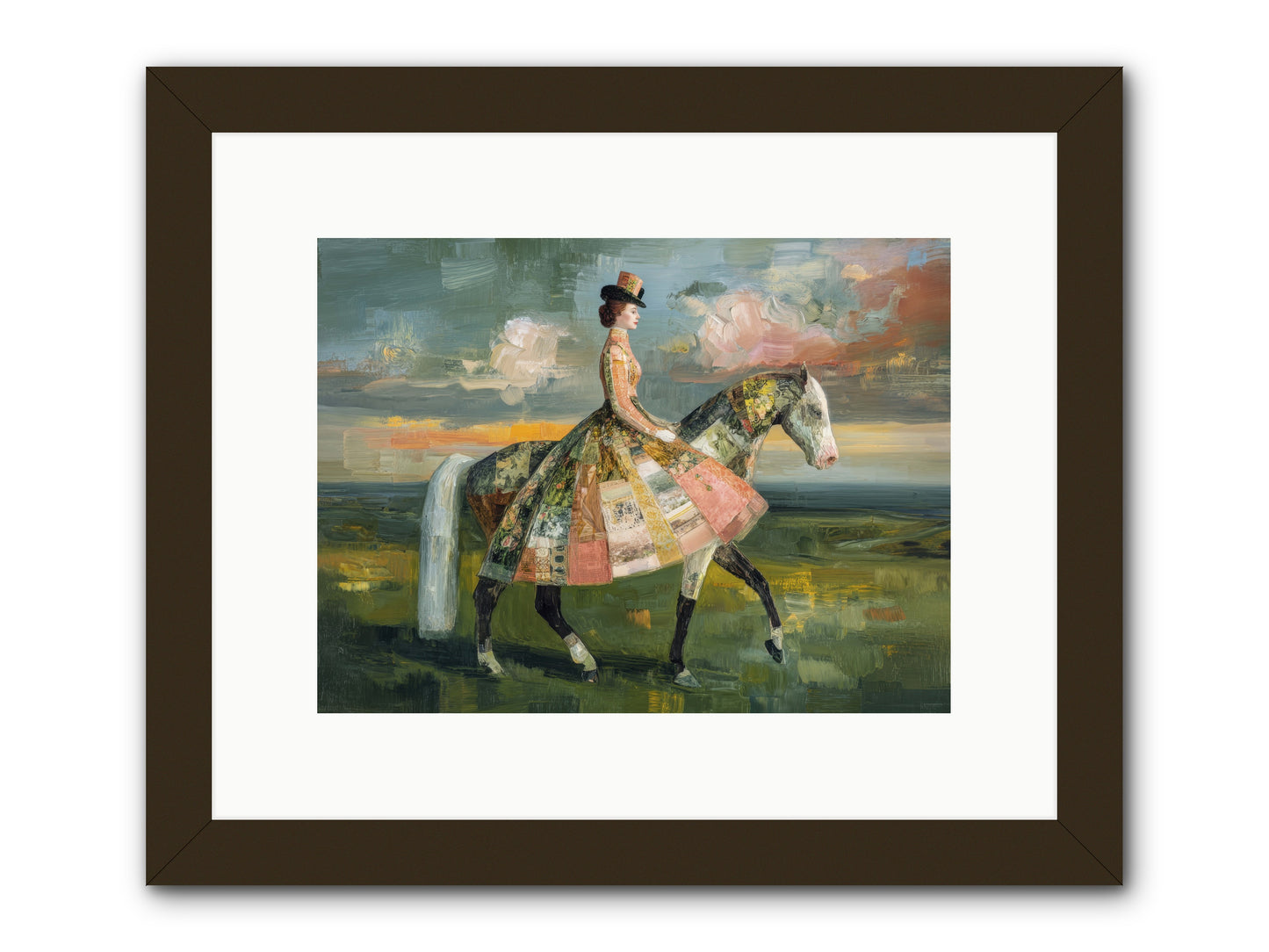 Where Fields Fold Into Path -- Framed Print - Black 12x9