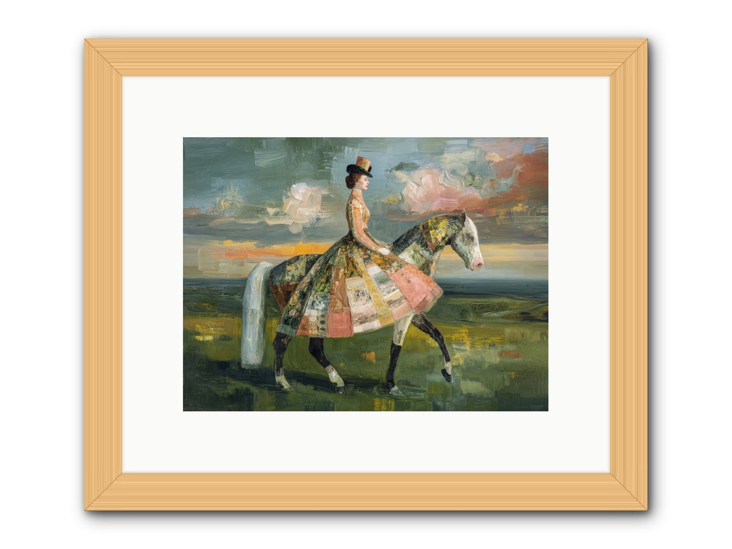 Where Fields Fold Into Path -- Framed Print - Natural 12x9
